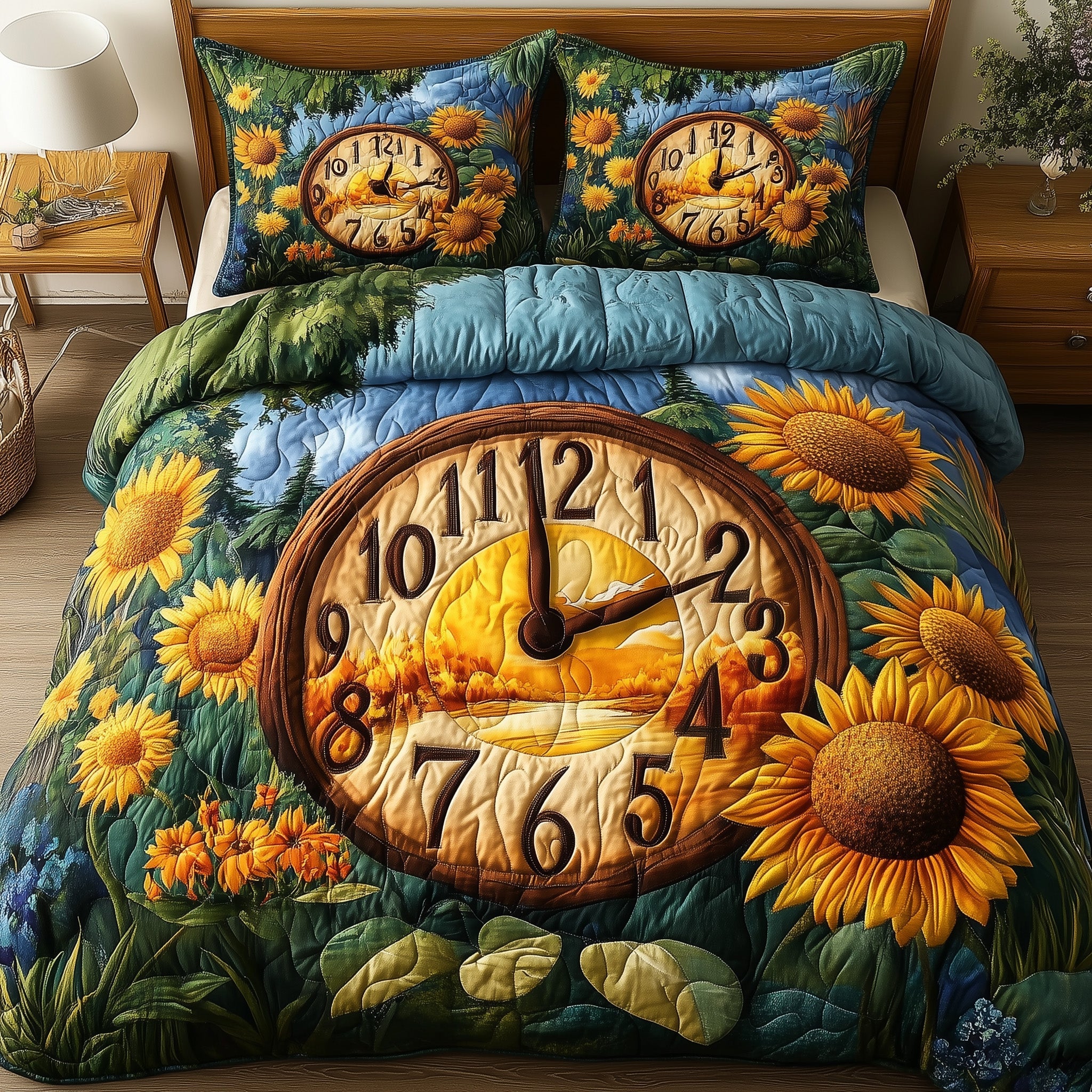 Sunflower Quilted Bedding Set Duvet Cover Merchandise Best Gifts For Sister In Law Christmas