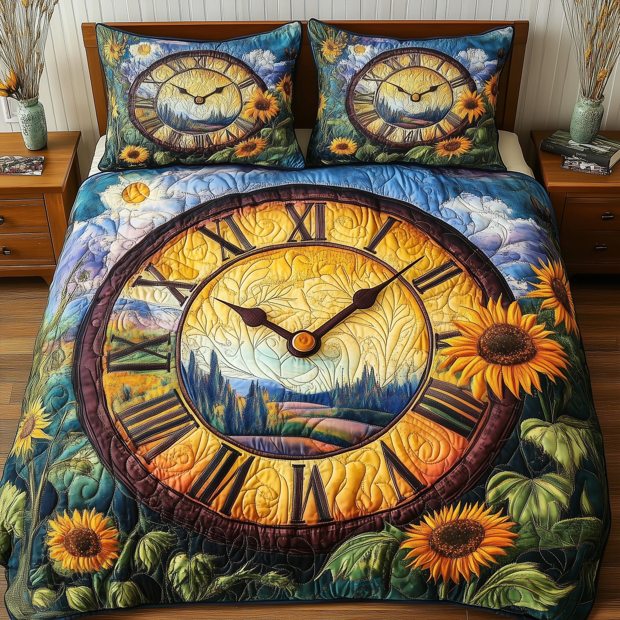 Sunflower Quilted Bedding Set Duvet Cover Merchandise Christmas Basket Ideas For Families