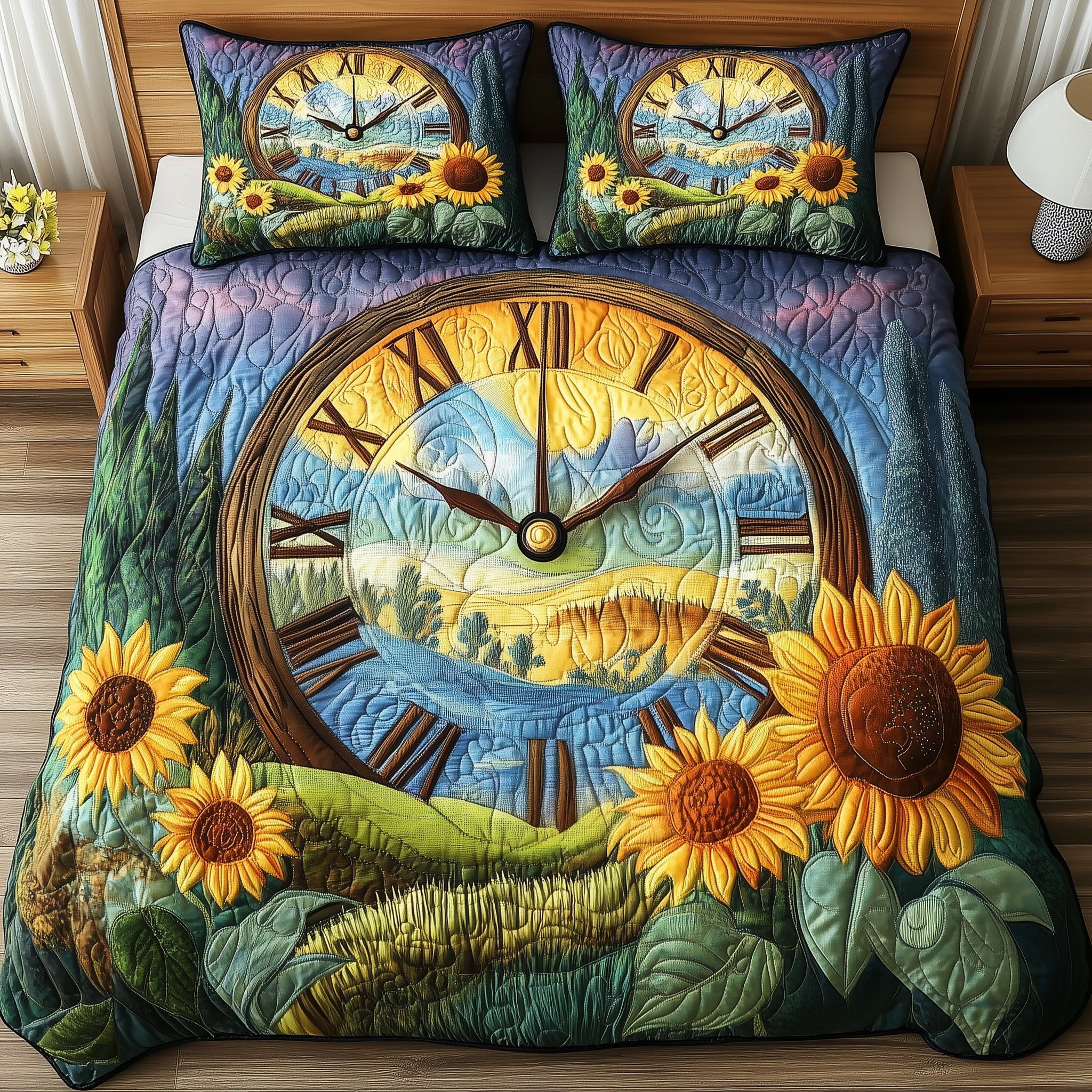 Sunflower Quilted Bedding Set Duvet Cover Merchandise Xmas Gifts For Aunts And Uncles