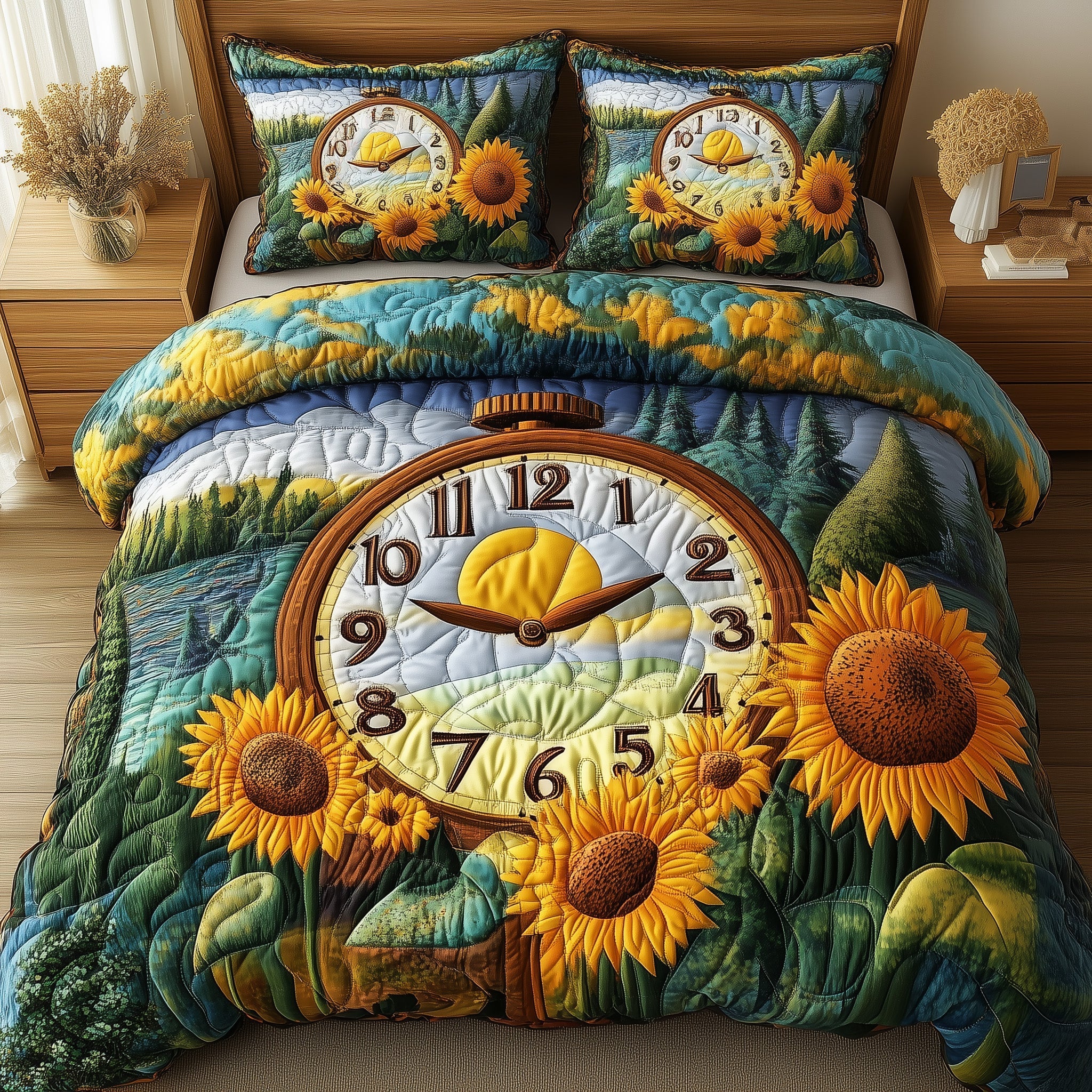 Sunflower Quilted Bedding Set Duvet Cover Merchandise Xmas Gifts For Cousins