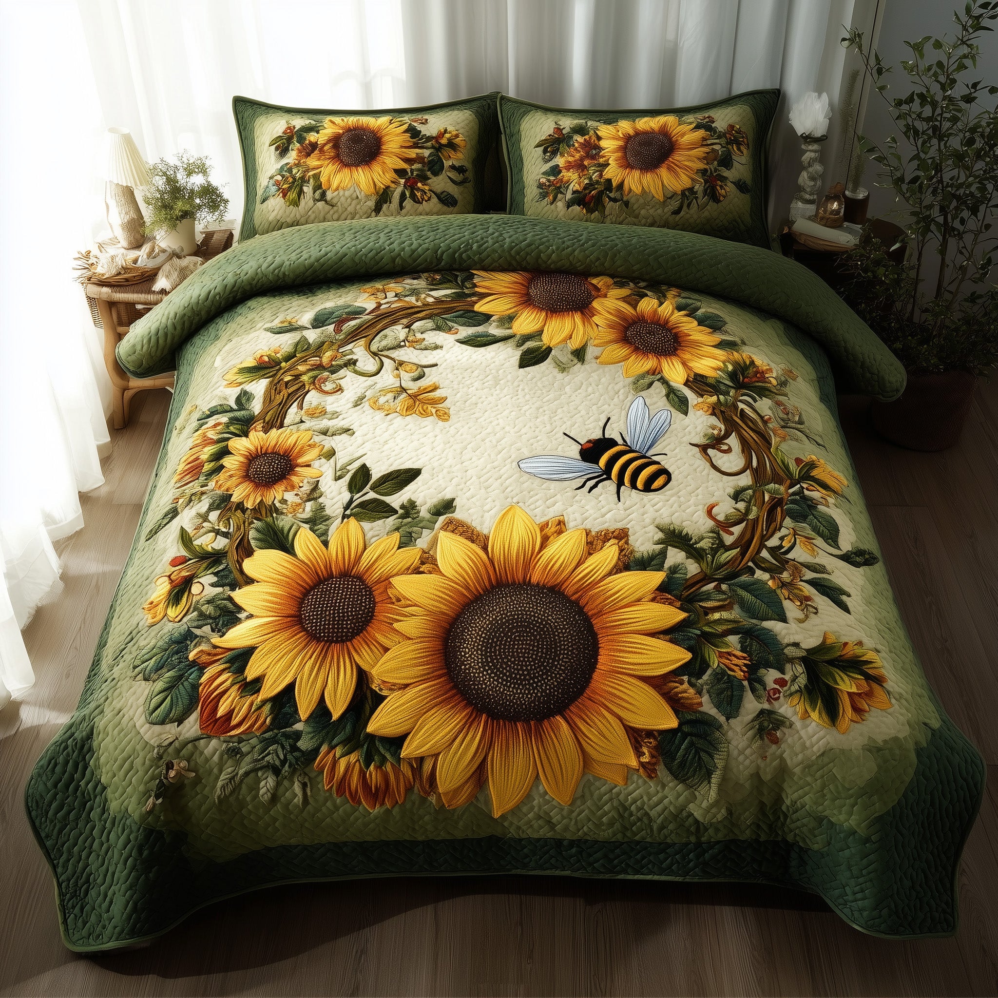 Sunflower Quilted Bedding Set Elegant Bedding(1)