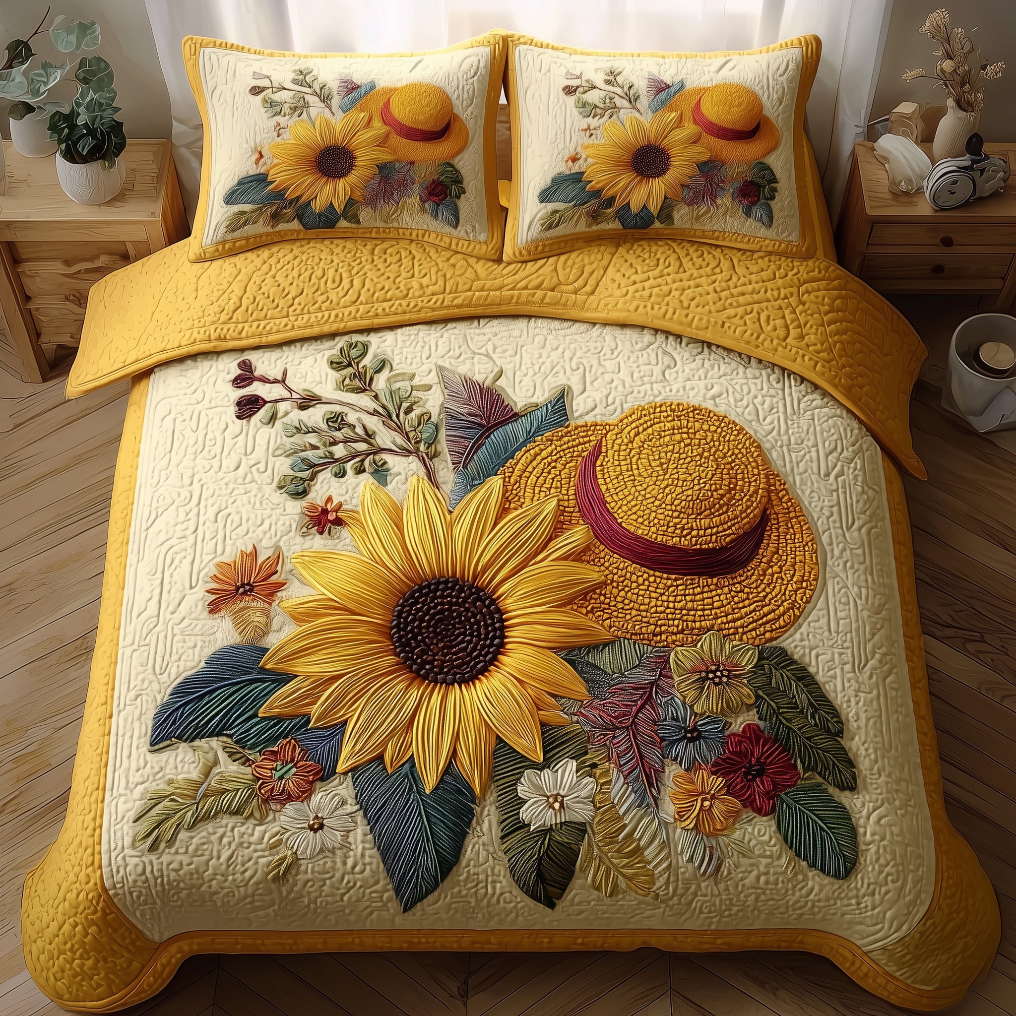 Sunflower Quilted Bedding Set Home Decor Collection