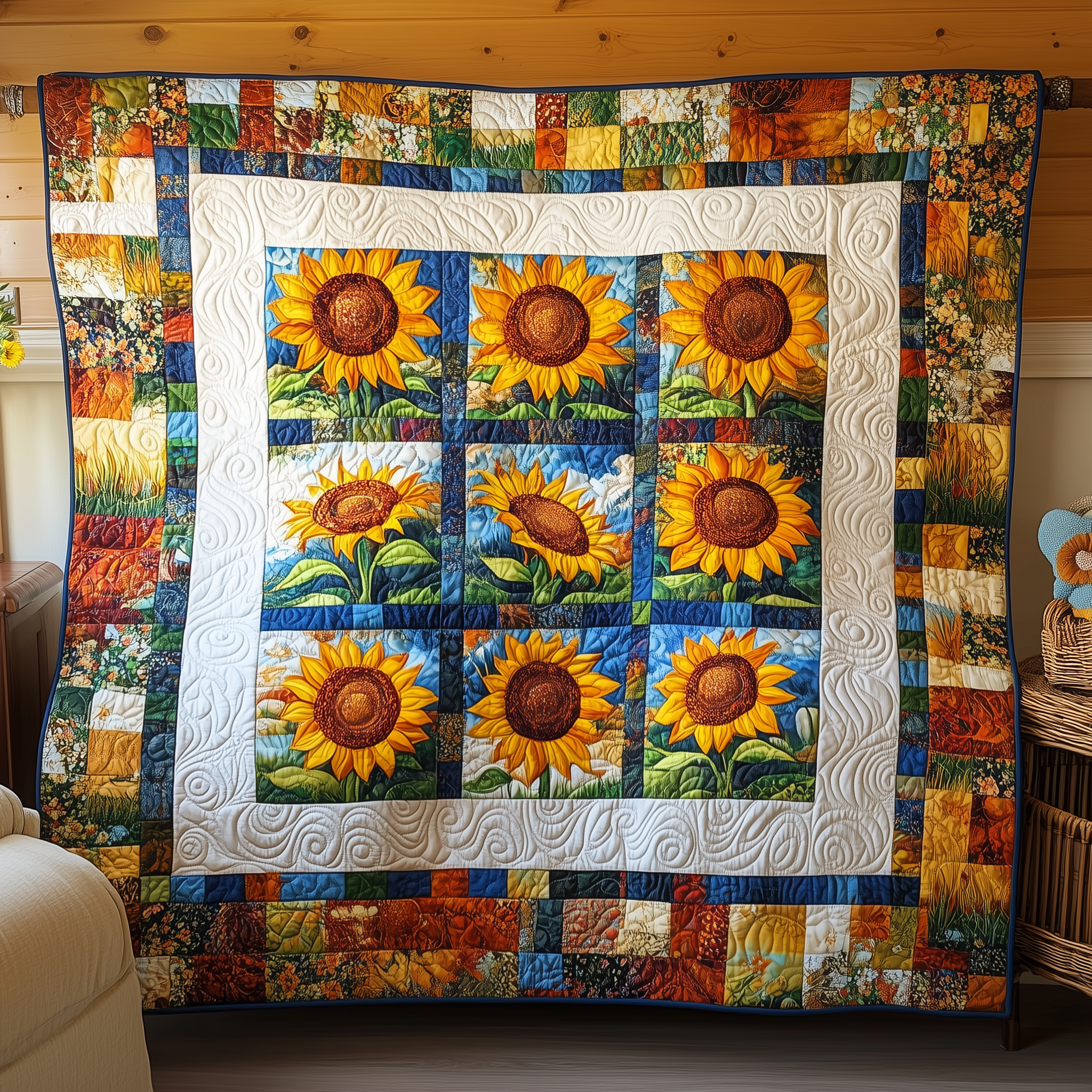 Sunflower Quilted Blanket Christmas Quilted Blanket Christmas Gifts For Parents