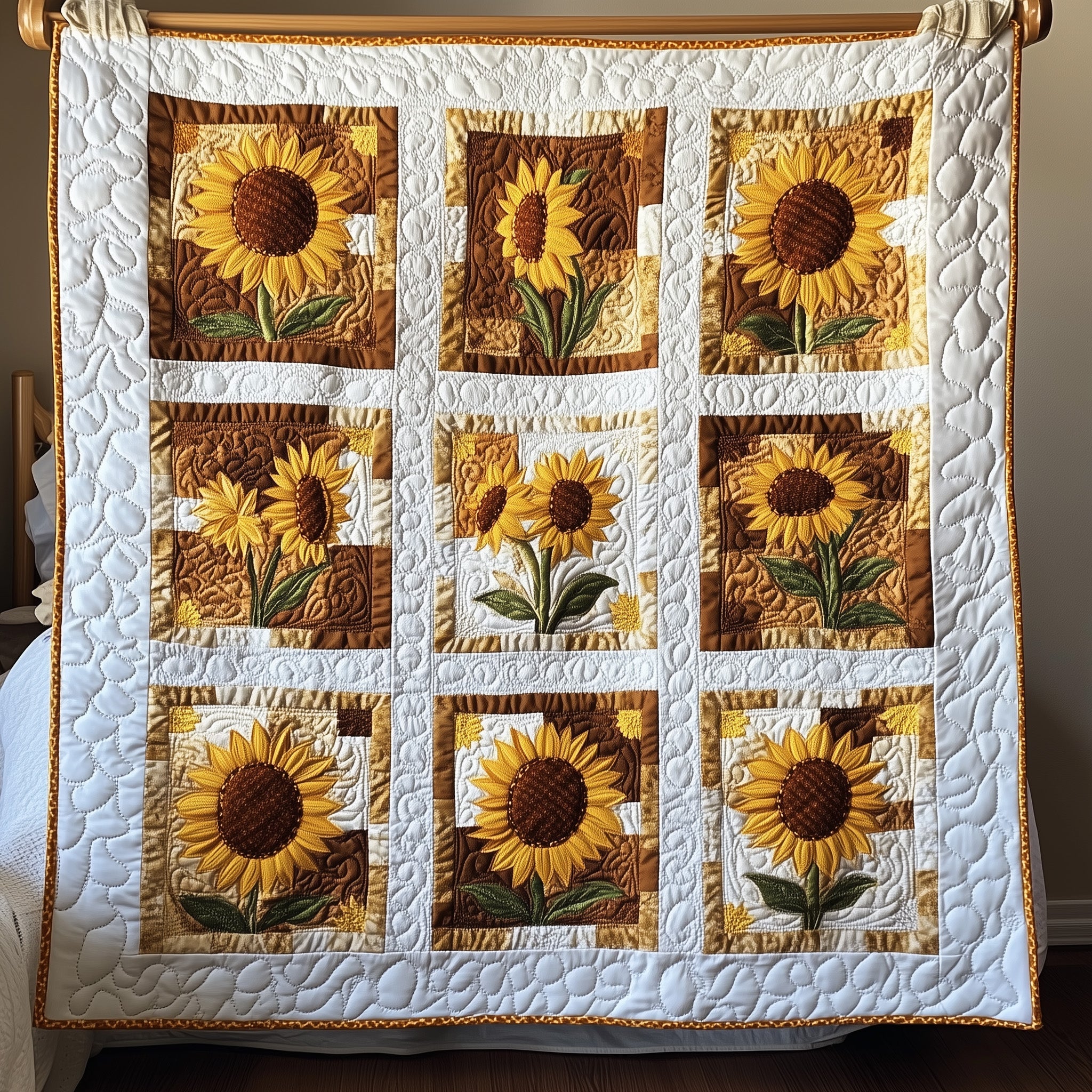 Sunflower Quilted Blanket Nice Throw BlanketGreat Birthday Gifts For Her