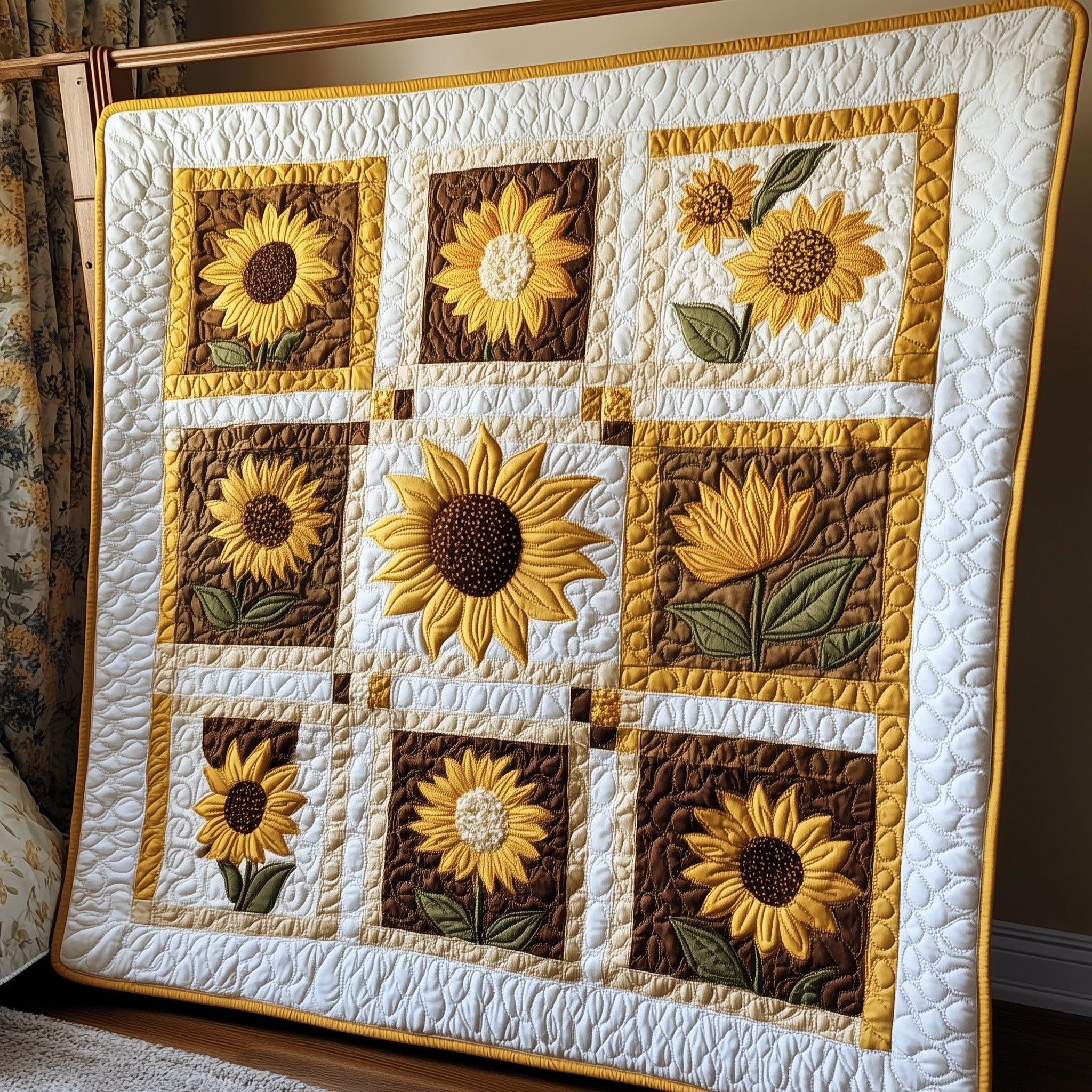 Sunflower Quilted Blanket Nice Throw BlanketNice Gifts For Women