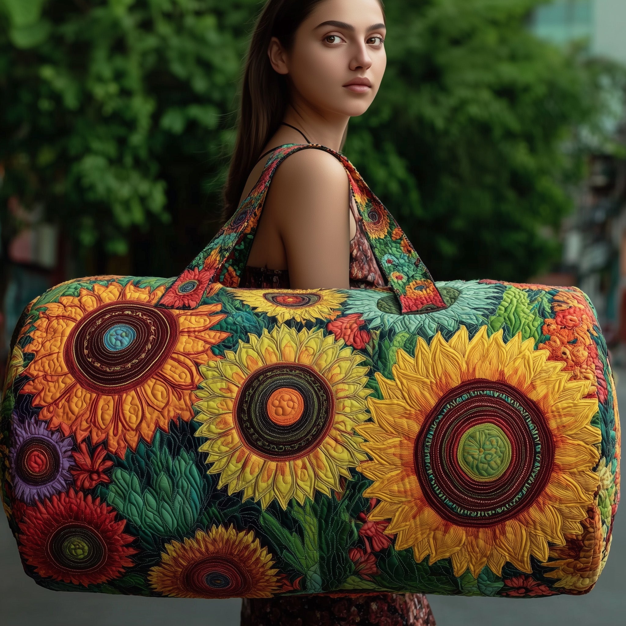 Sunflower Quilted Duffle Bag Compact And Spacious