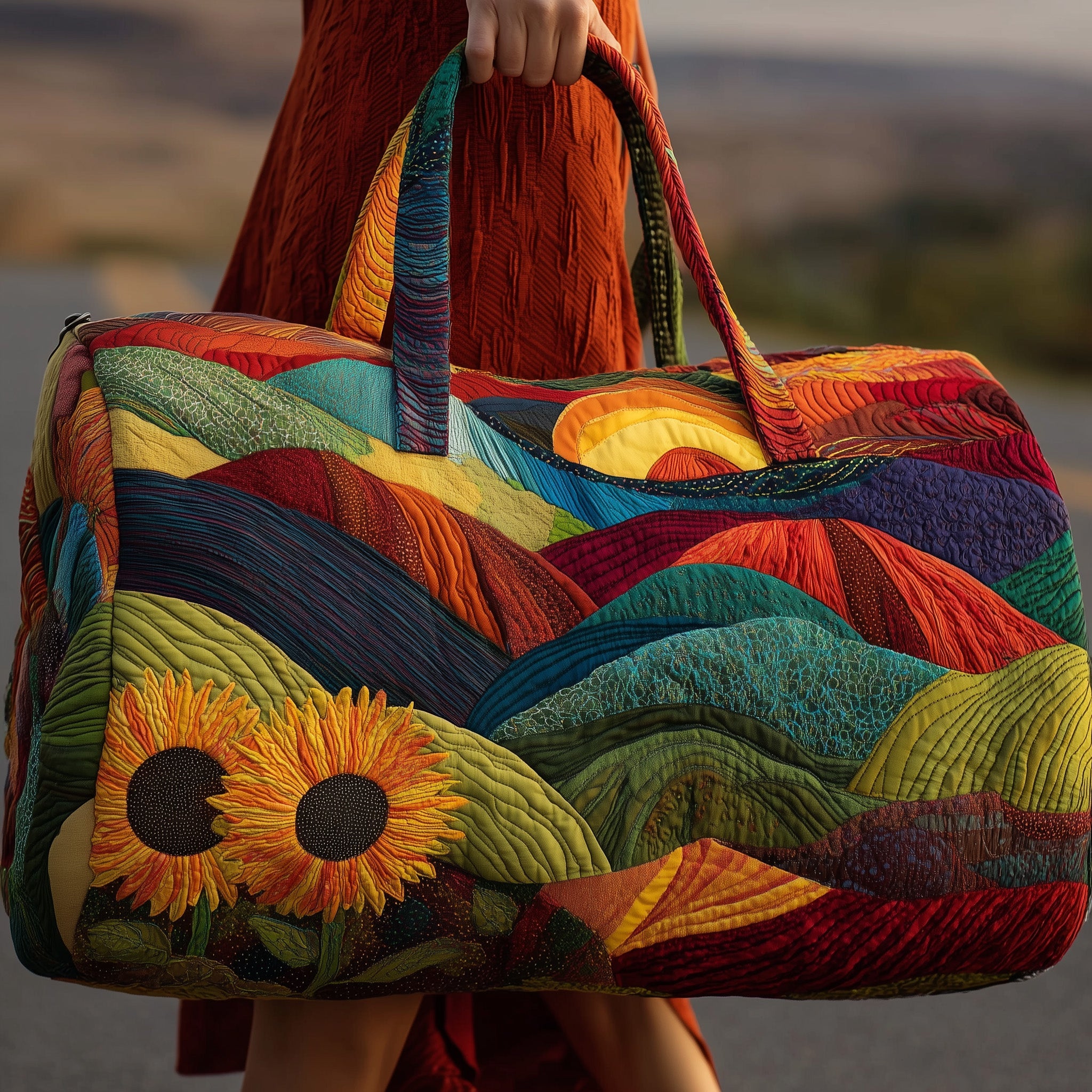 Sunflower Quilted Duffle Bag Easy To Clean Surface