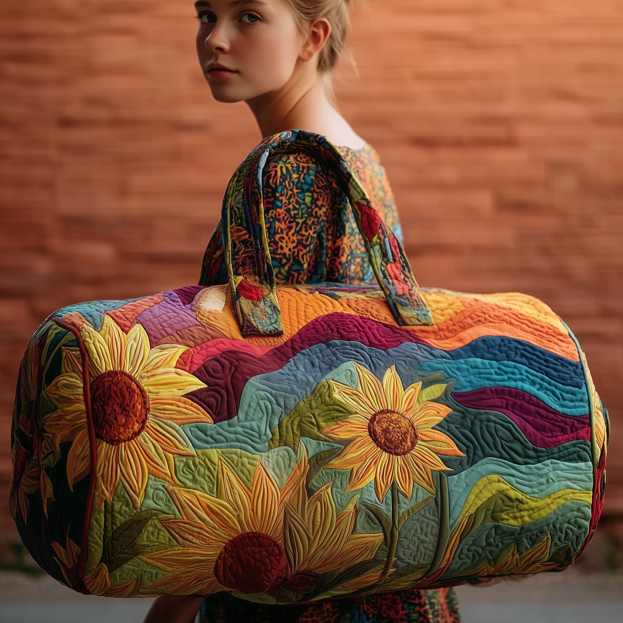 Sunflower Quilted Duffle Bag Holiday Gift Idea