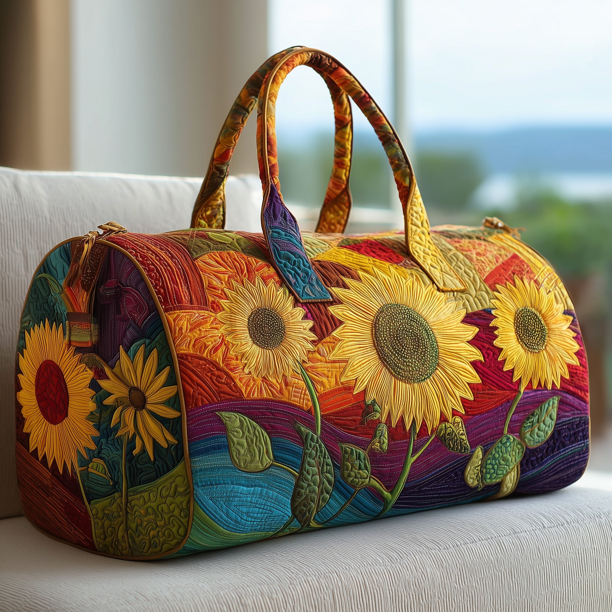 Sunflower Quilted Duffle Bag New Year Gift Idea