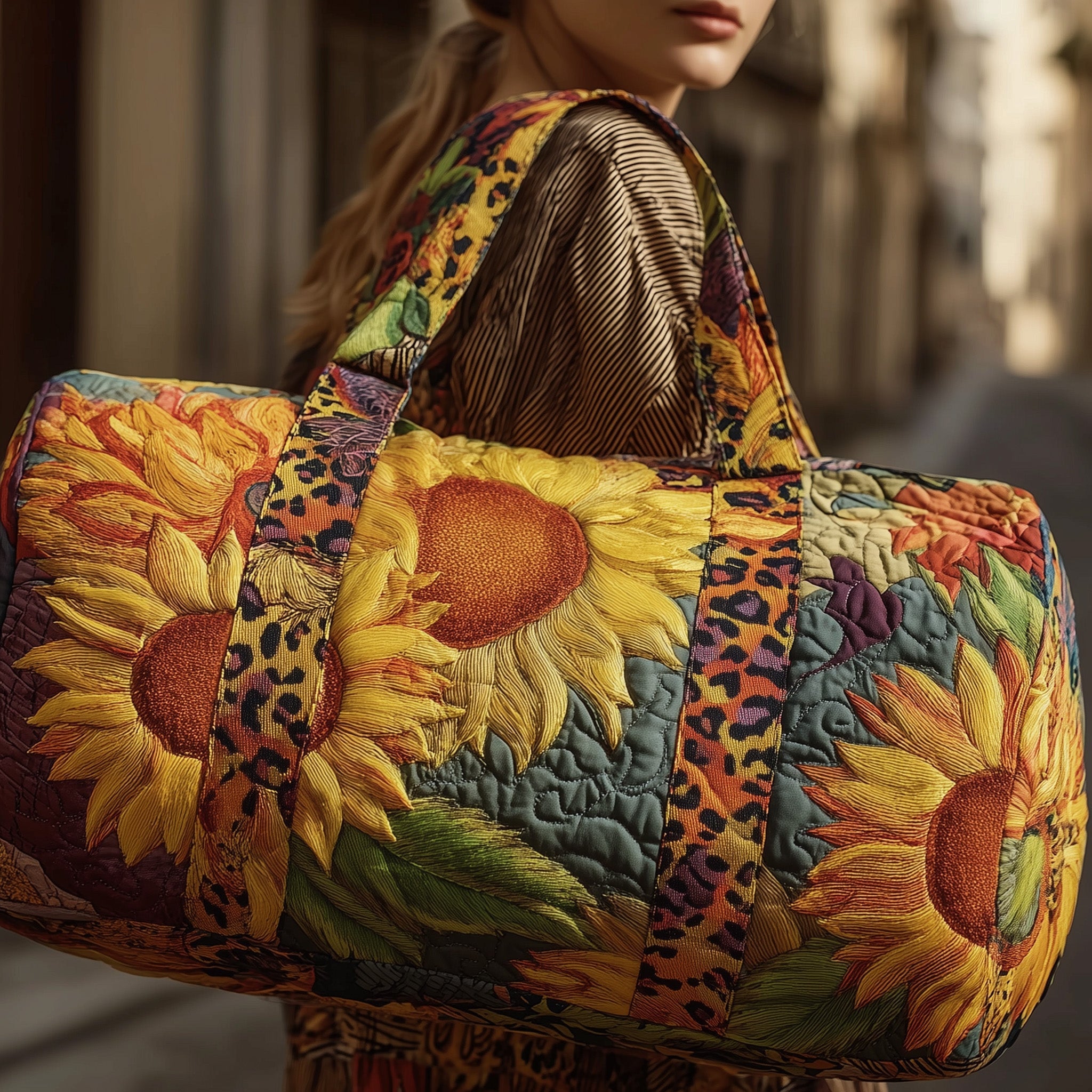 Sunflower Quilted Duffle Bag Practical And Versatile