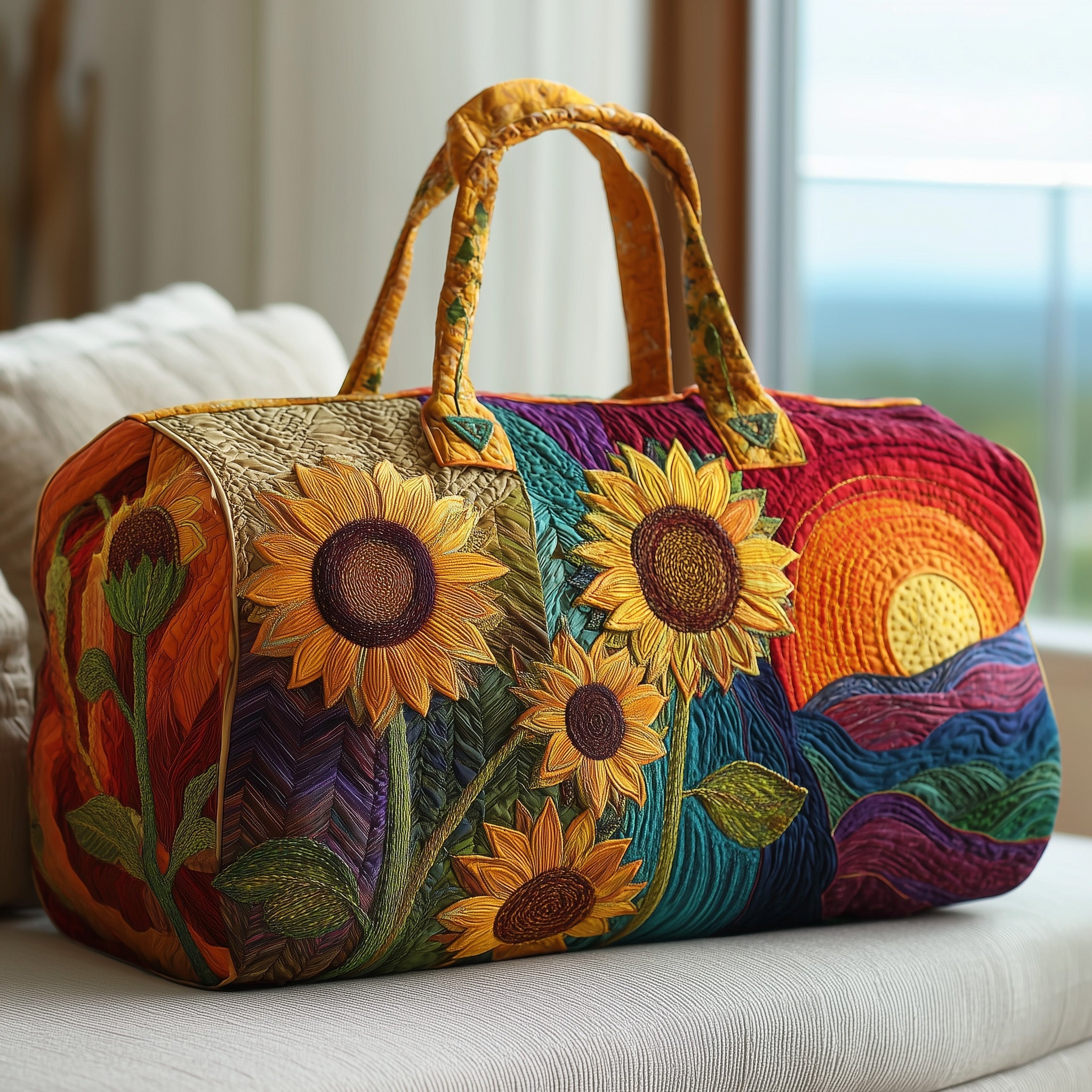 Sunflower Quilted Duffle Bag Valentine's Day Gift Idea