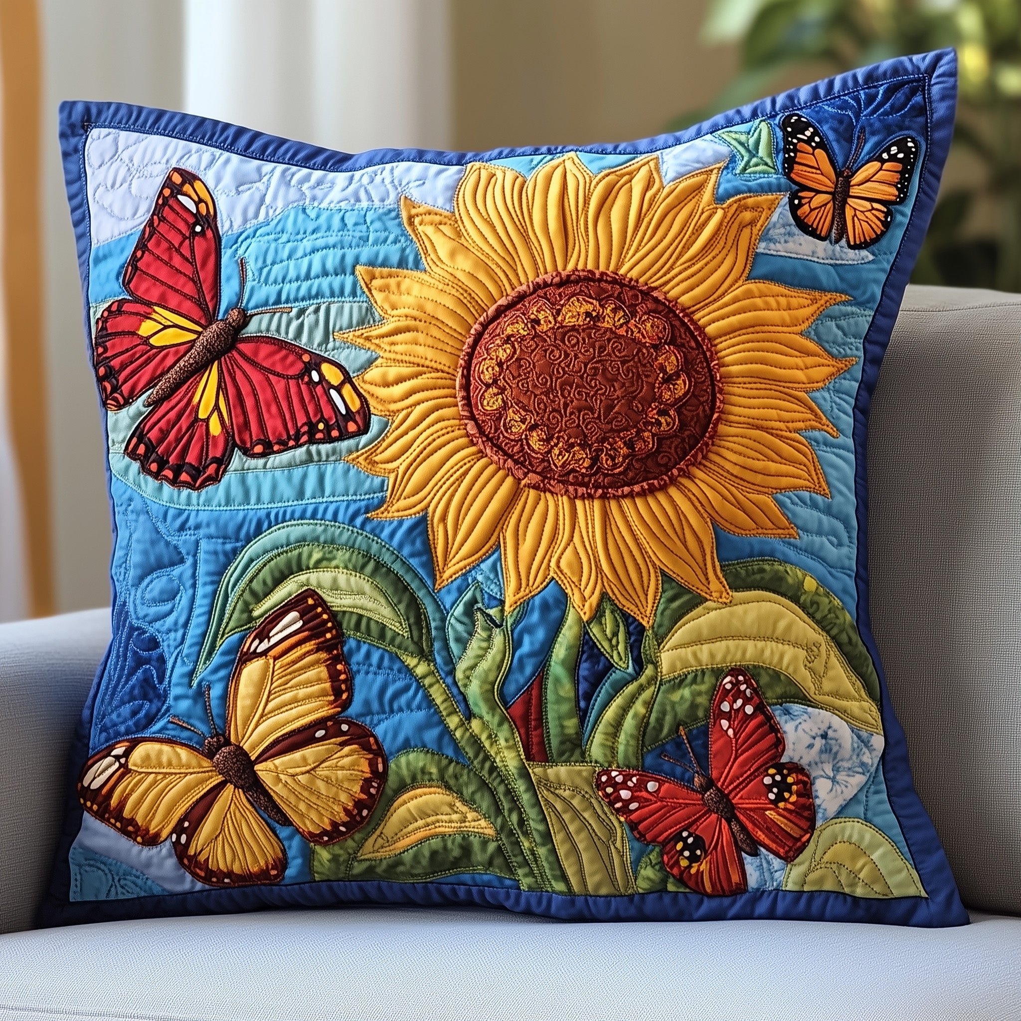 Sunflower Quilted Pillow Case Square Pillow Cushion CoverBest Christmas Presents For Brothers