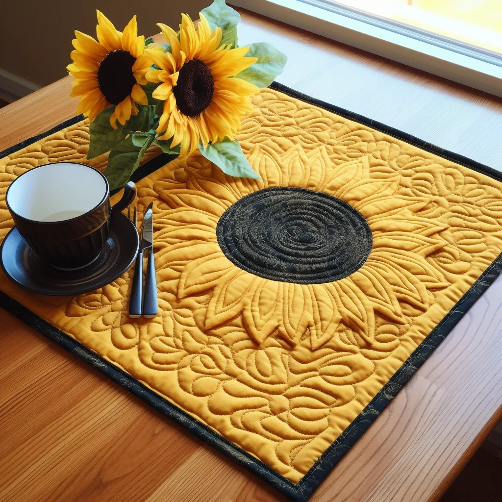 Sunflower Quilted Placemat Placemats For Round Table Retirement Gift Ideas For Men