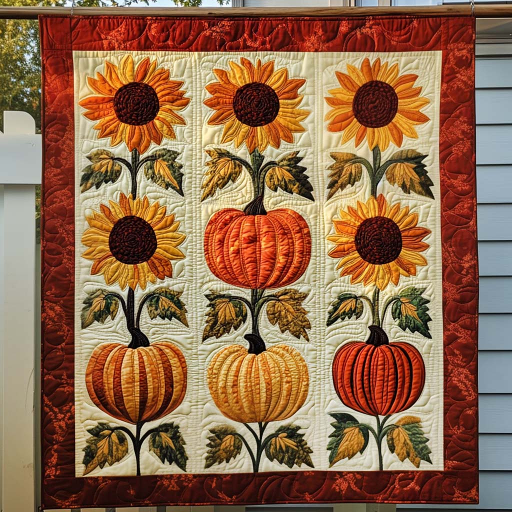 Sunflower Radiance Quilted Blanket Cozy Fall Gift Ideas