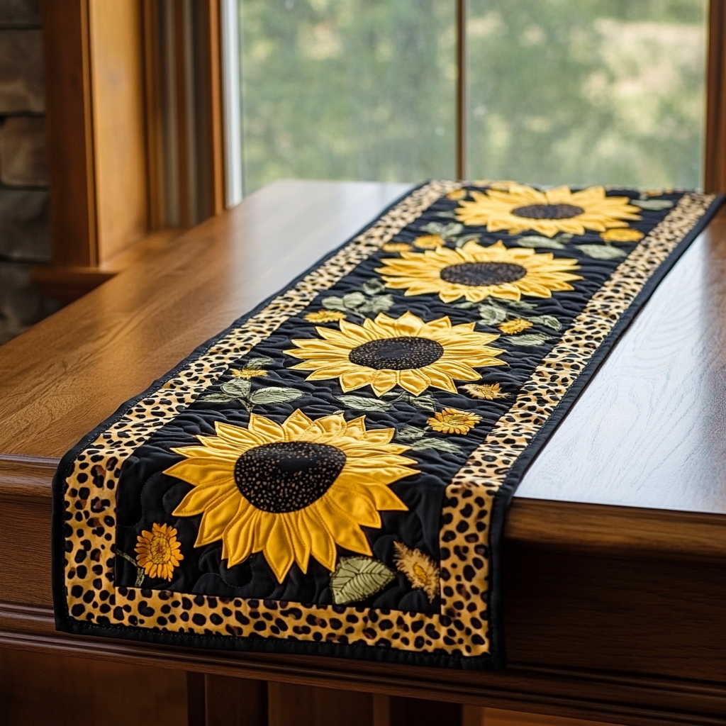 Sunflower Radiance Quilted Table Runner Dinner Table Decor Sunflower Theme Gifts Merchandise