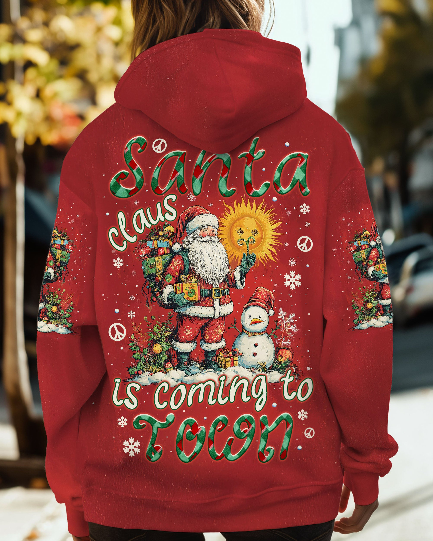 Sunflower Santa Is Coming Christmas Hoodie Cozy Xmas Apparel Sunflower Themed Gifts