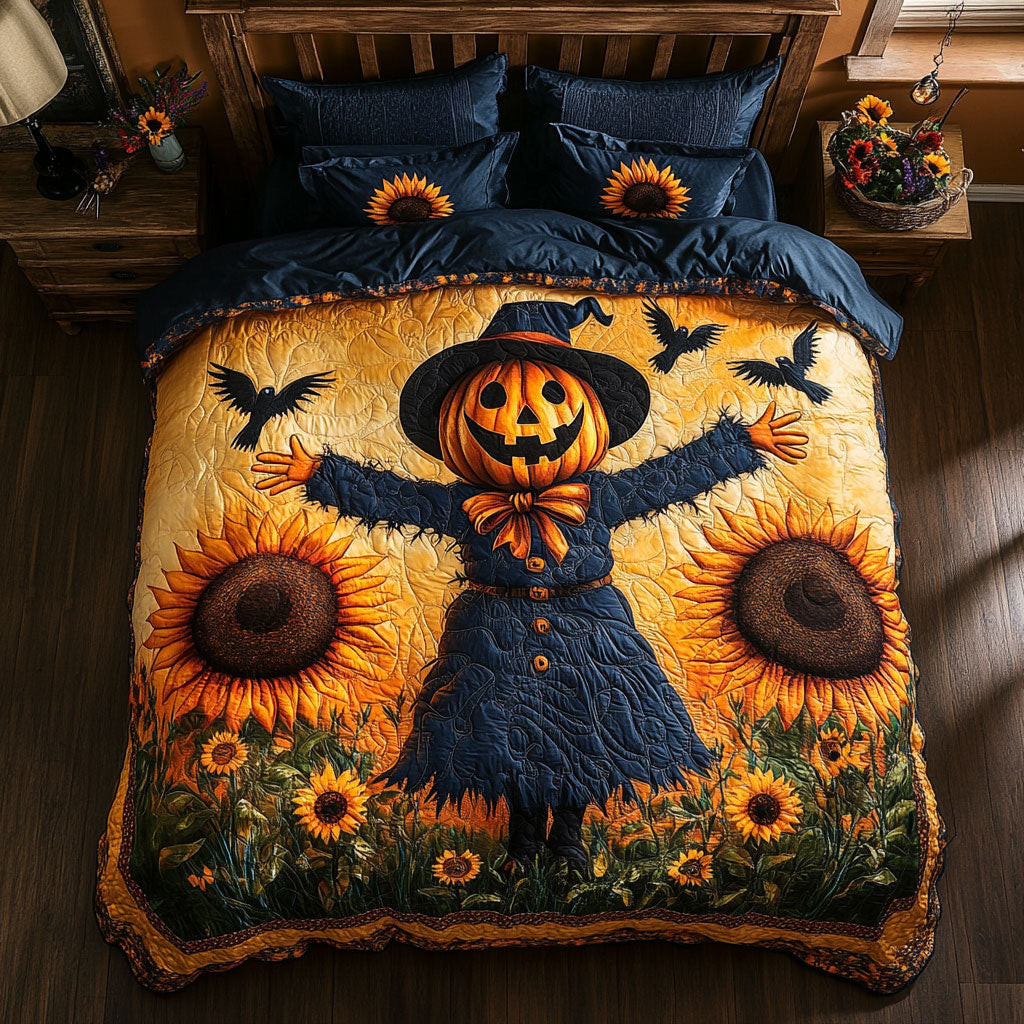 Sunflower Scarecrow Bedding Set Gifts Decoration For Friends and Family on Halloween