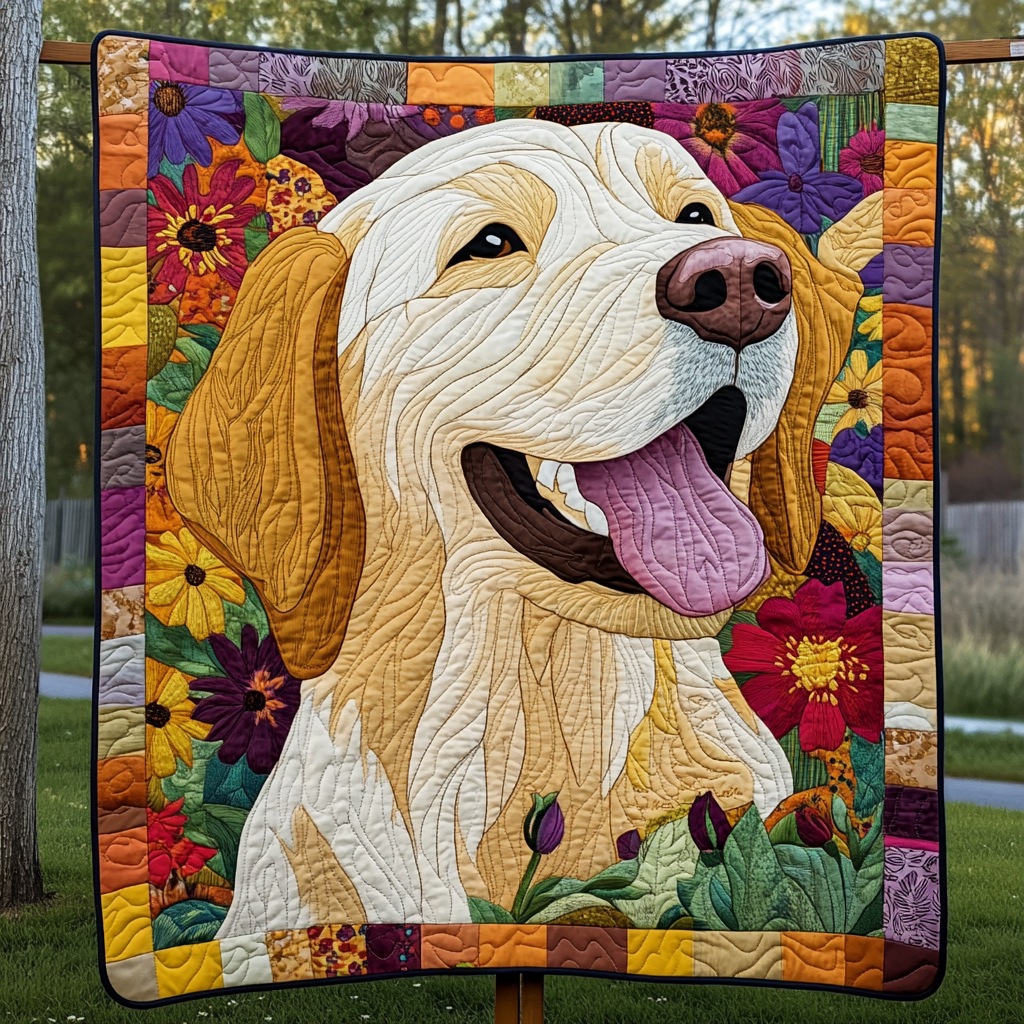 Sunflower Smile Golden Quilted Blanket Labrador Retriever Blanket Dog Gift Ideas For Dog Owners