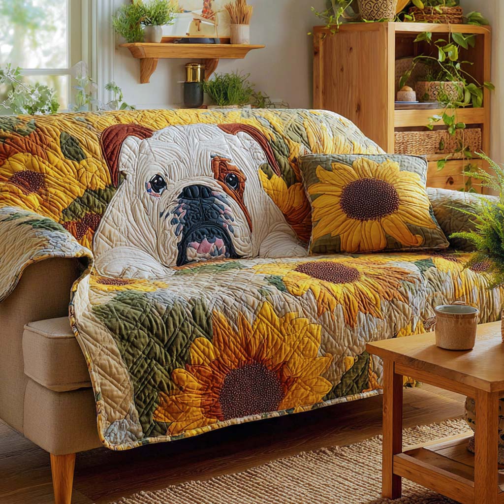 Sunflower Smile Quilted Sofa Cover Seat Covers For Couches Xmas Gift For Dog Lover