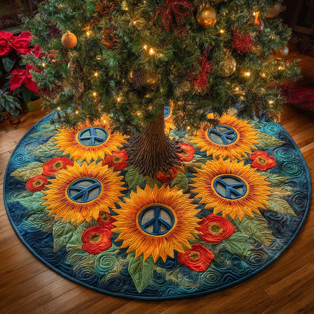 Sunflower Spirit Quilted Tree Skirt Xmas Decorations Xmas Gifts For Family