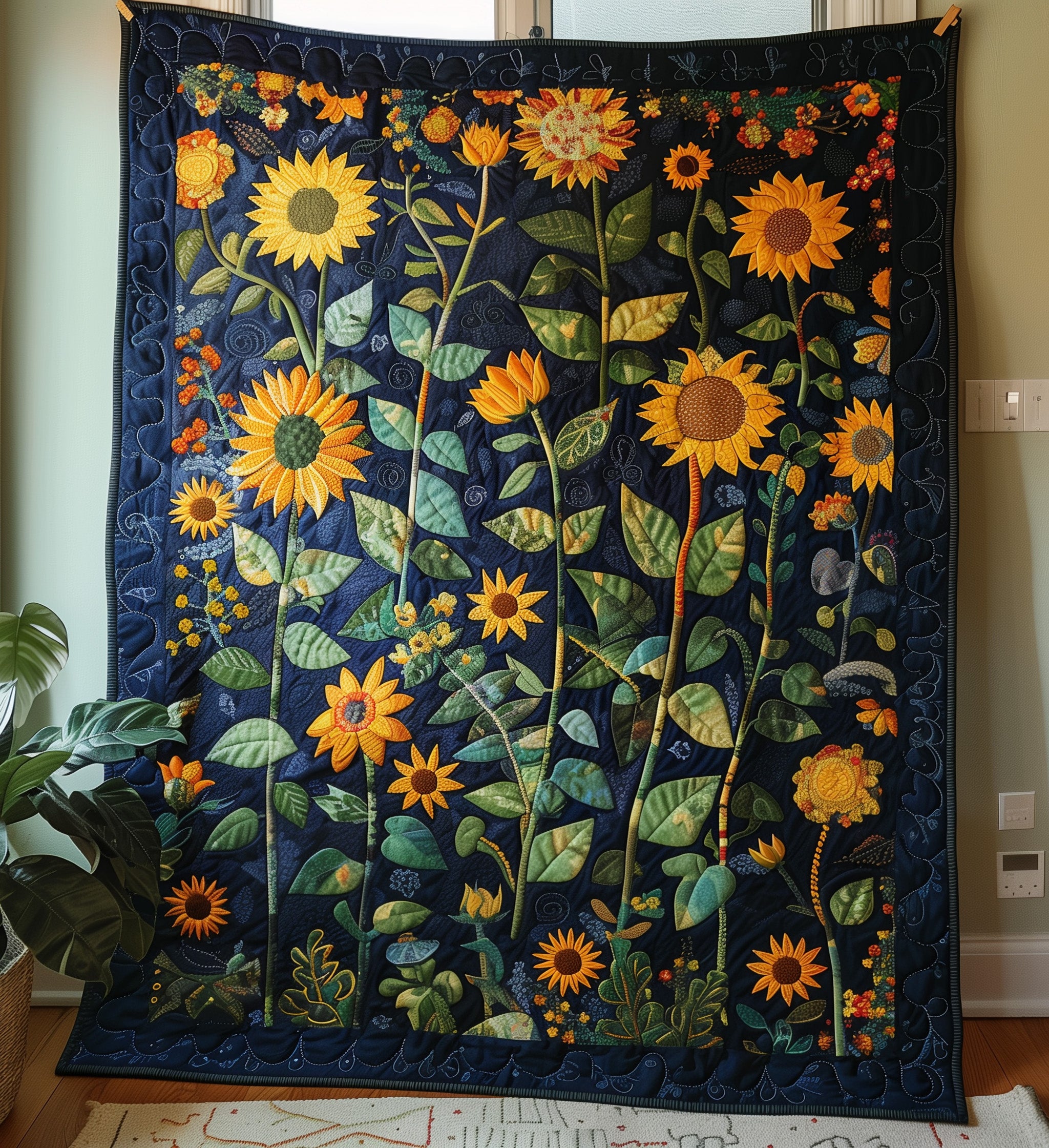 Sunflower Splendor Quilted Blanket Sunflower Gifts For Women