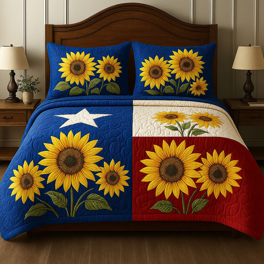 Sunflower State Quilted Bedding Set Bed Decor Sunflower Gifts For Mom