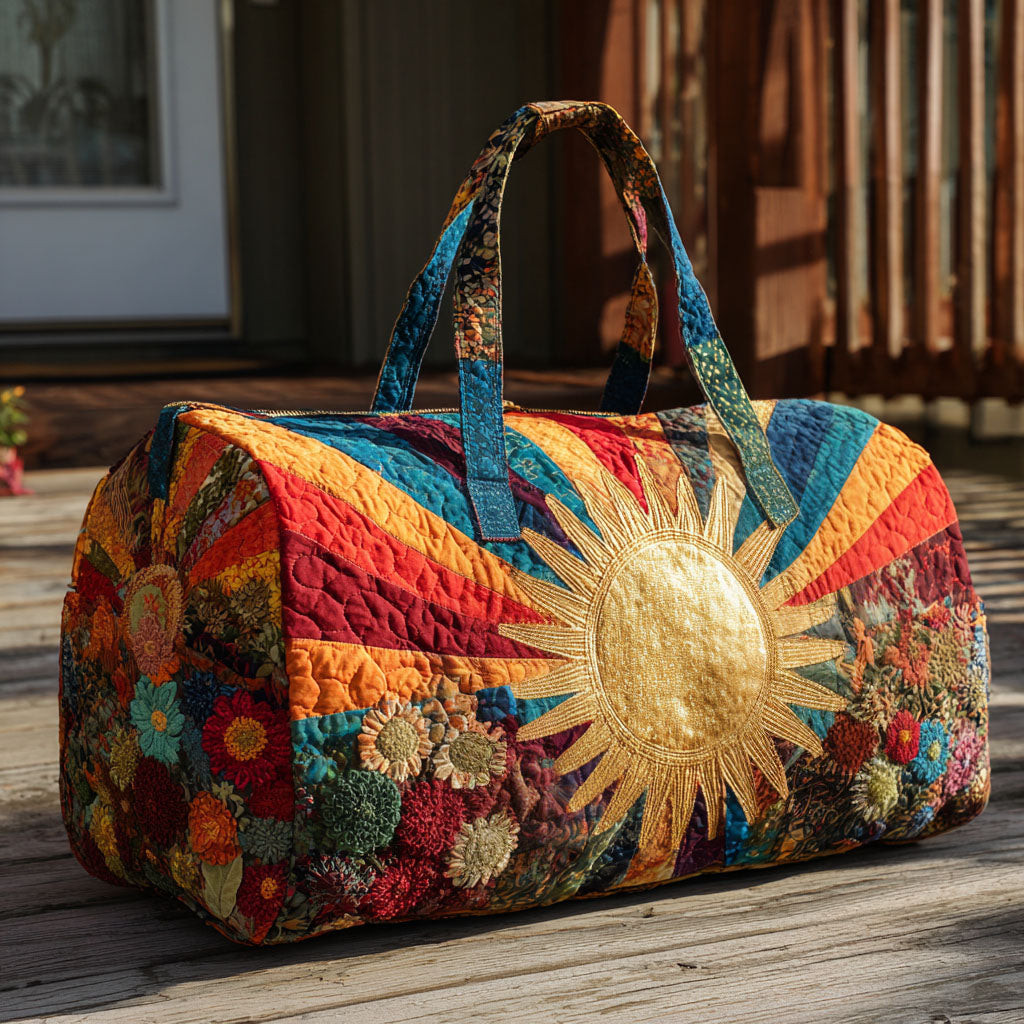 Sunflower Sunrise Quilted Duffle Bag Floral Travel Gear Best Gift For Garden Lovers