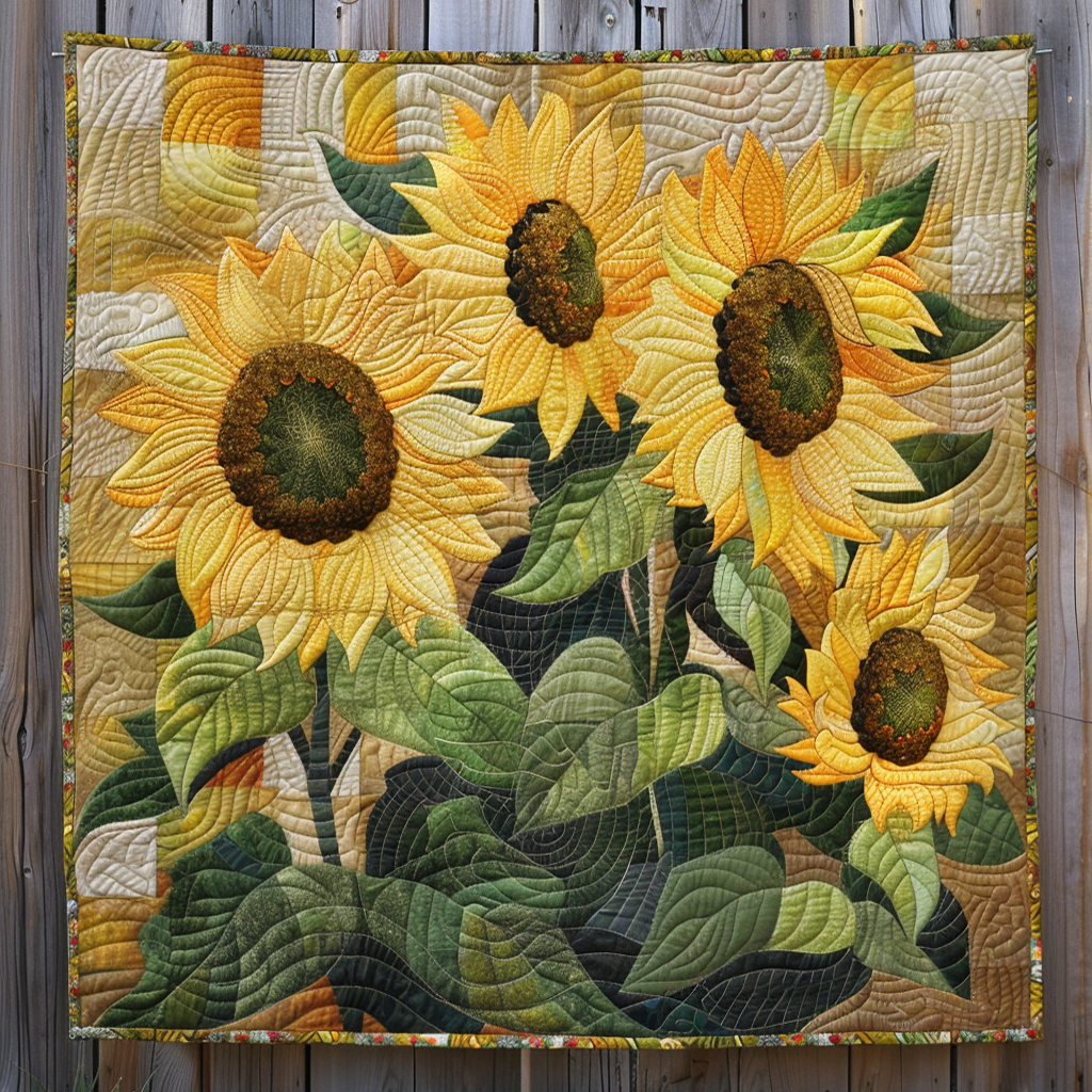 Sunflower Sunshine Quilted Blanket Sunflower Throw Blanket