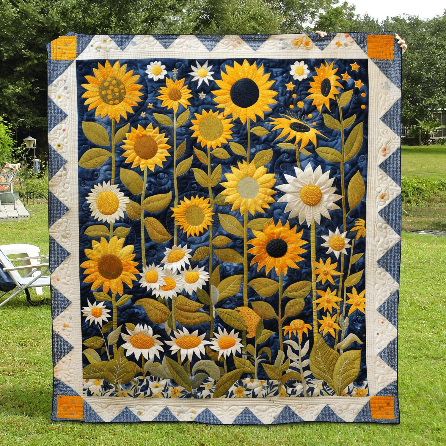 Sunflower Symphony Quilted Blanket Sunflower Throw Blanket