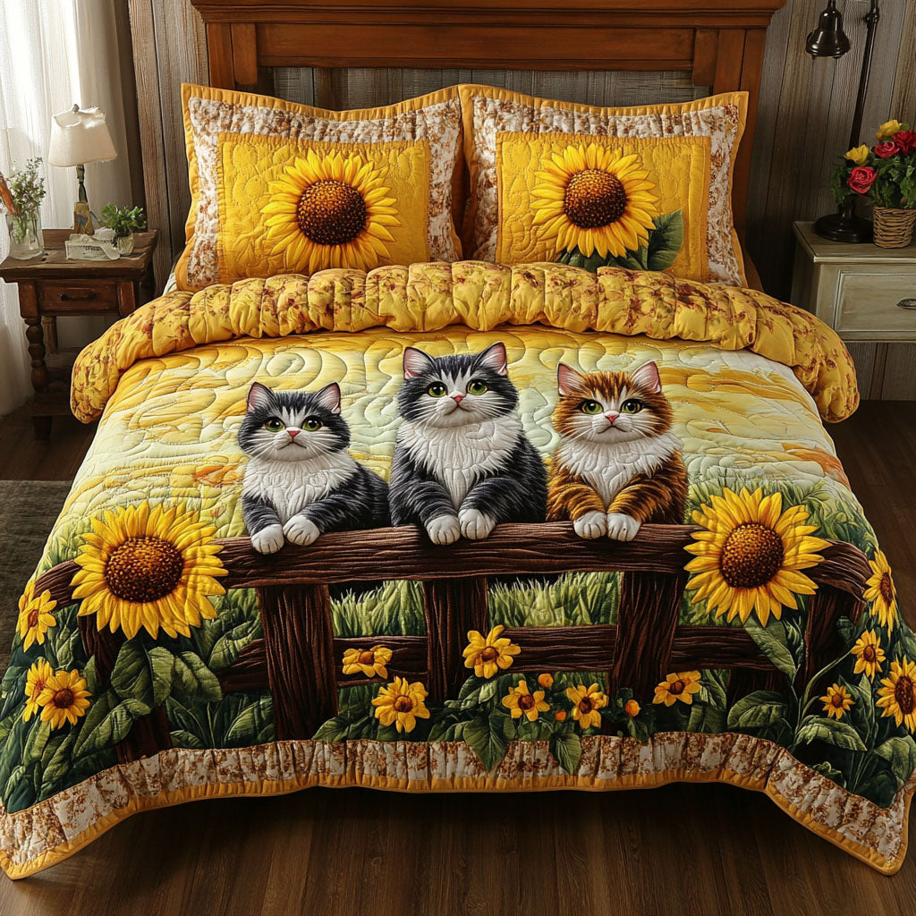 Sunflower Trio Quilted Bedding Set Bed Decor Ideas Kitten Christmas Presents