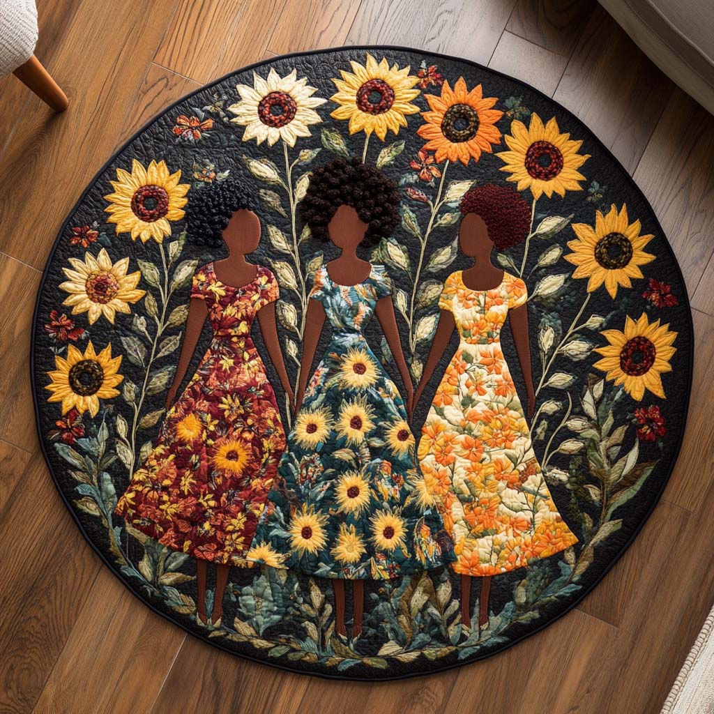 Sunflower Unity Quilted Round Mat Entryway Christmas Decor Ideas Gifts For Flower Enthusiasts