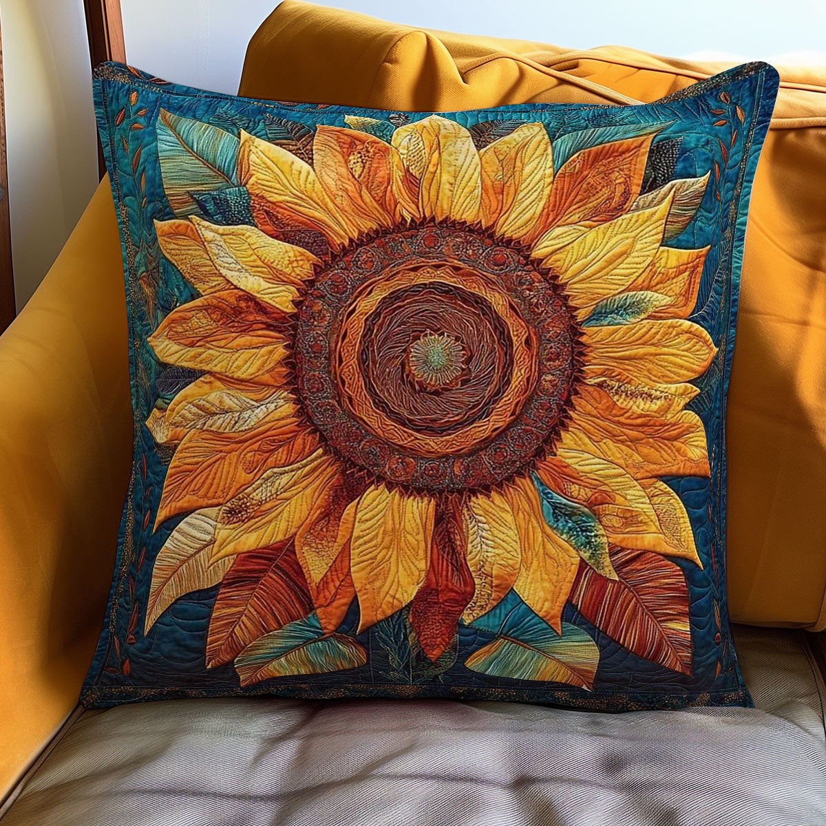 Sunflower Whispers Quilt Pillow Case Durable and Washable Pillow Case for Home Use