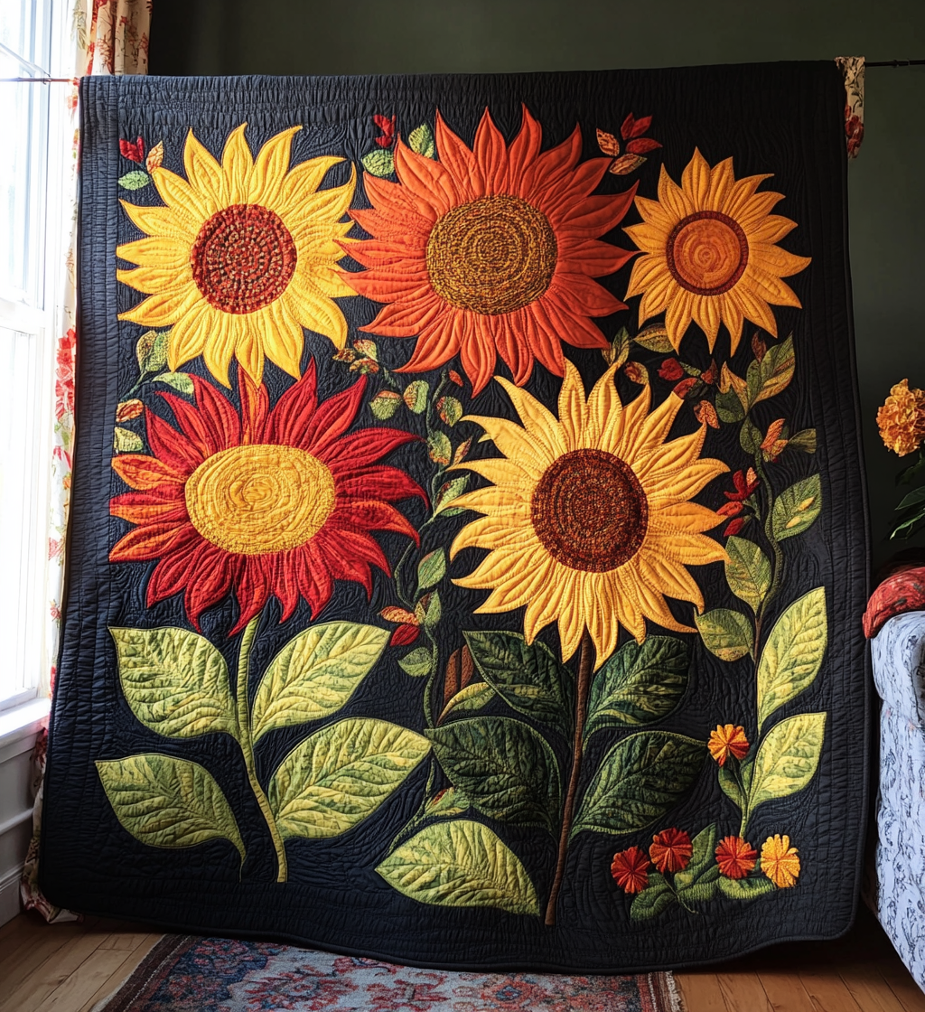 Sunflowers Collection Quilted Blanket Sunflower Gifts For Her