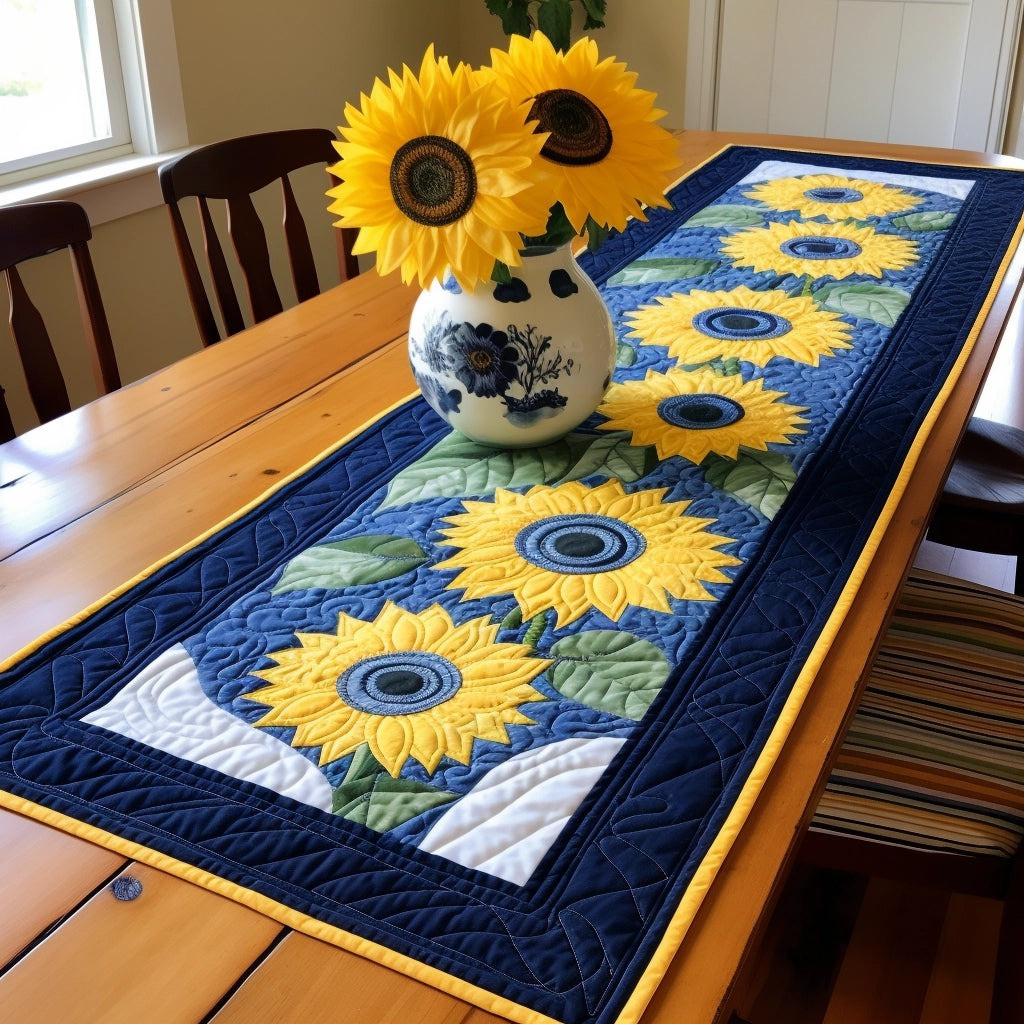 Sunflowers Garden Quilted Table Runner Best Xmas Present For Sunflower Lovers