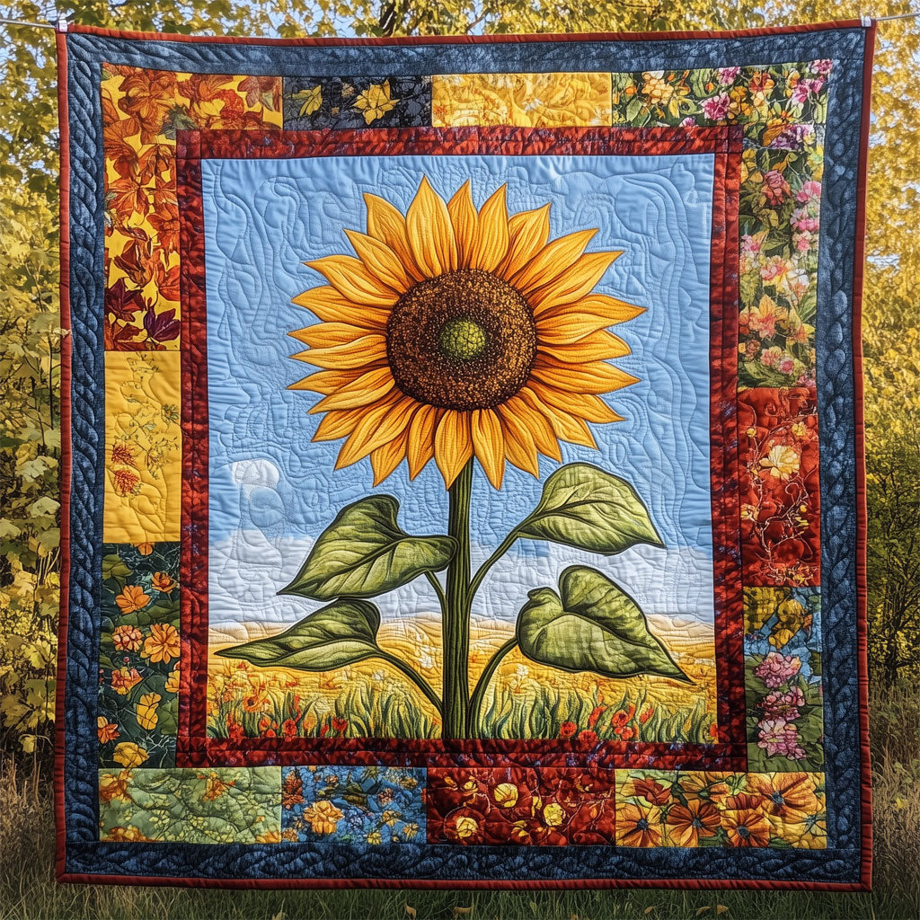 Sunflowers Quilt Blanket Cozy Bedroom Decor Patchwork Gifts For Flower Lovers
