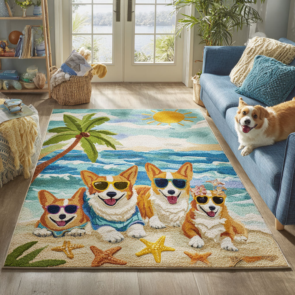 Sunglass Pup Area Rug Christmas Entryway Decor Ocean Themed Gift Ideas