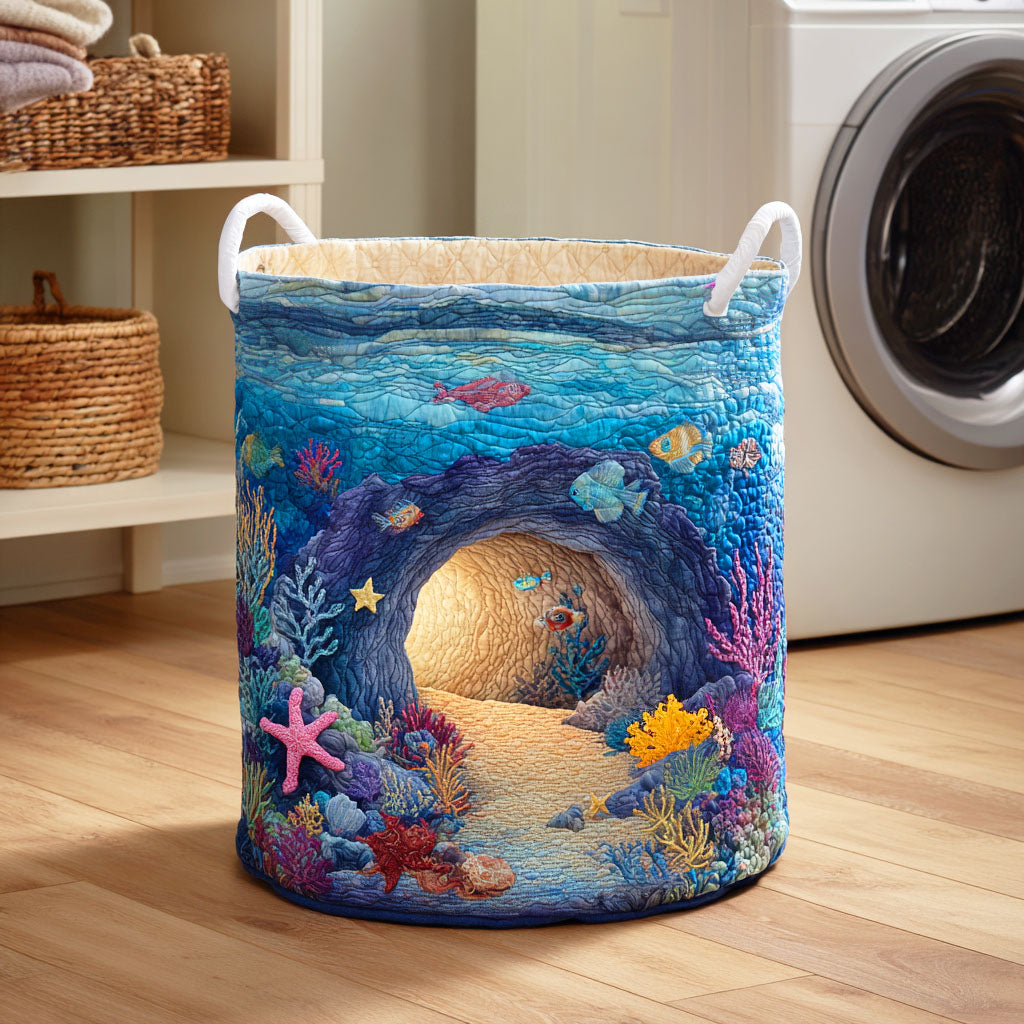 Sunken Reef Hollow Quilted Laundry Basket Lovely Quilted Laundry Basket Gift for Mom or Grandma