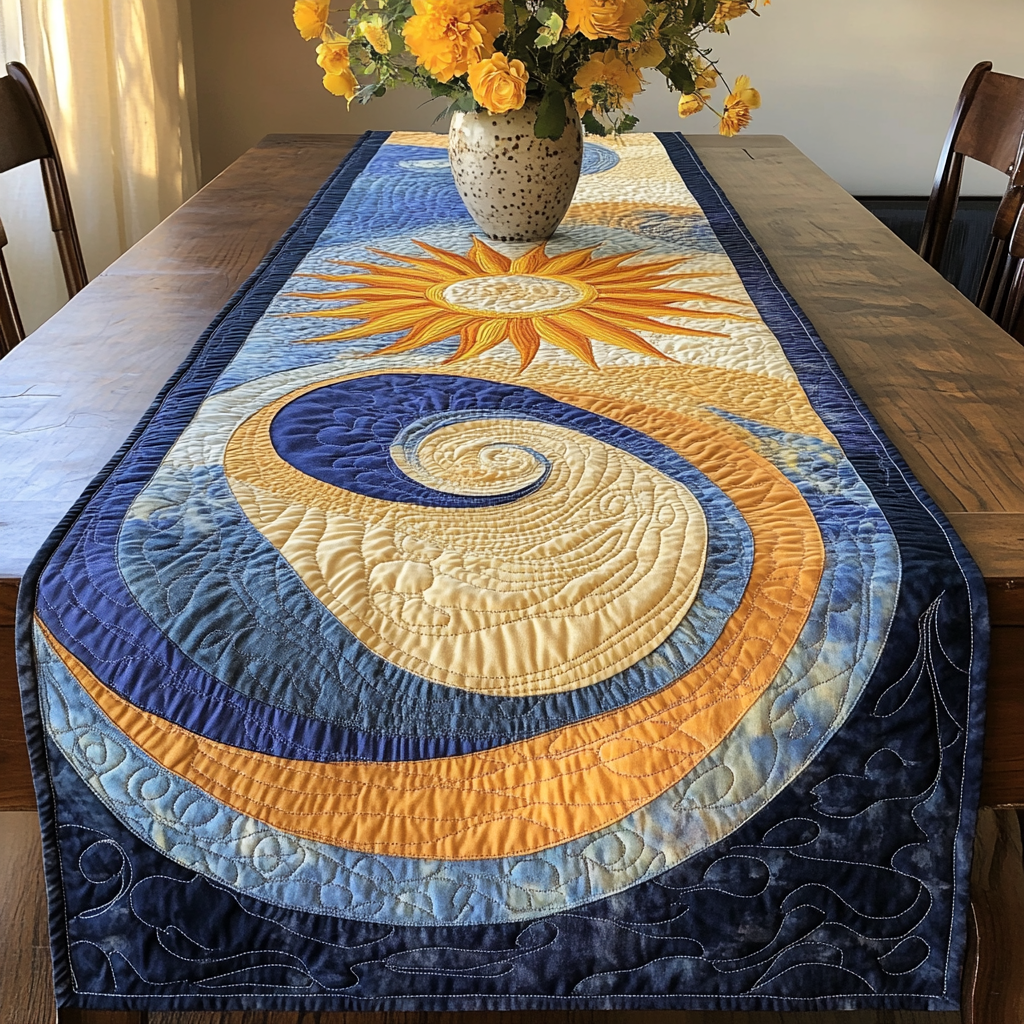 Sunlit Beauty Quilted Table Runner Dining Room Decor Family Gift Ideas