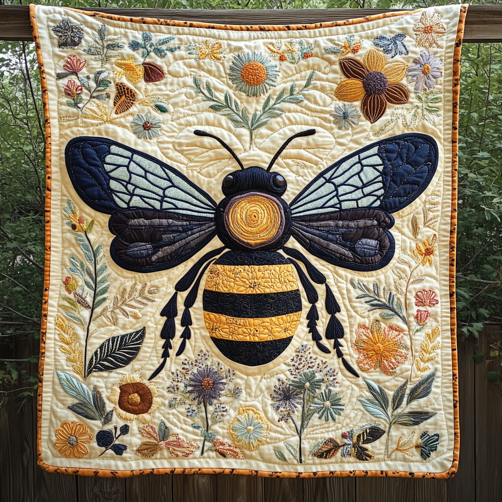 Sunlit Bee Quilted Blanket Cute Fuzzy Blankets