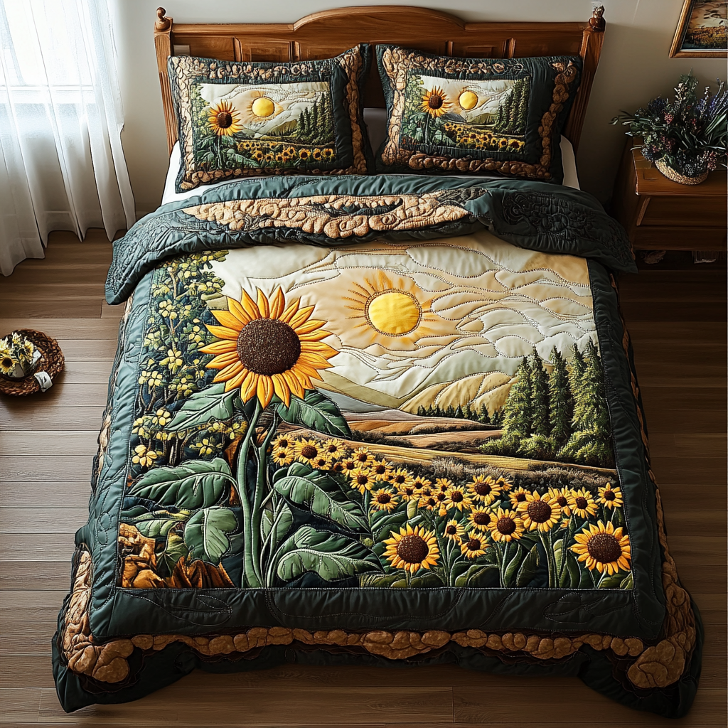 Sunlit Bliss Quilted Bedding Set Twin Bed Sheets Housewarming Gifts