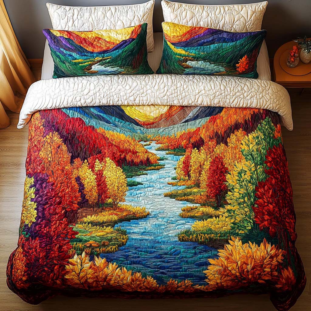 Sunlit Bloomscape Quited Bedding Set Personalized Bedding Set Gift for Couples