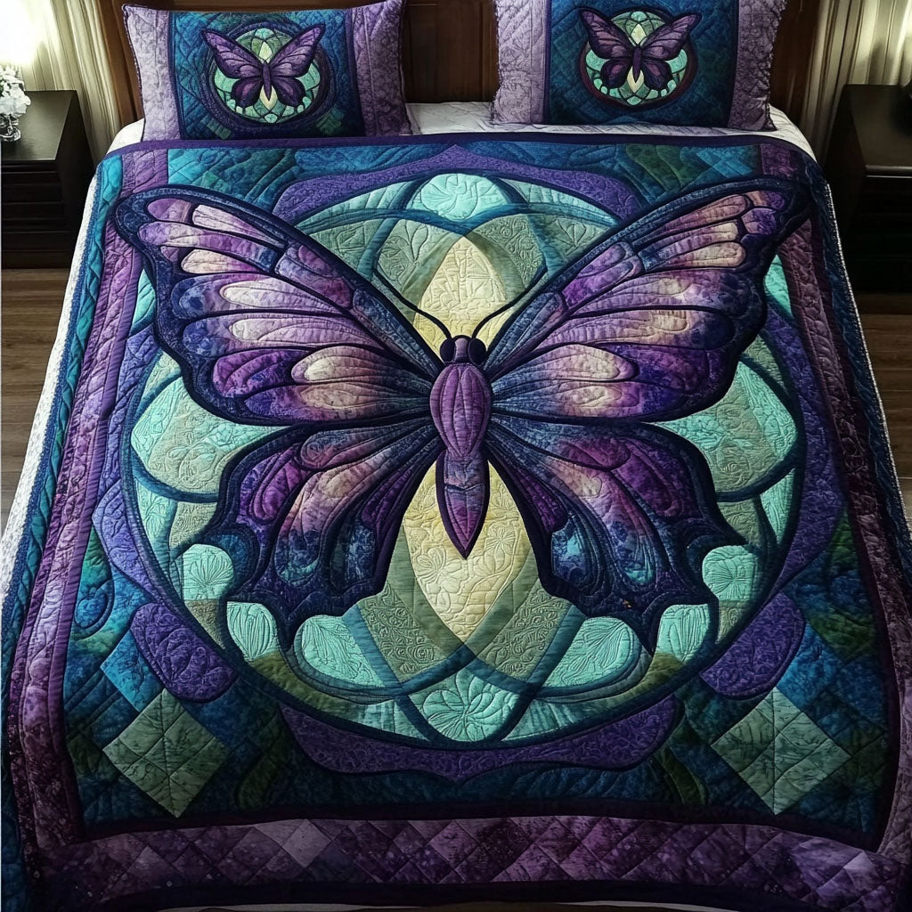 Sunlit Butterfly Quilted Bedding Set Holiday Duvet Cover Set Gifts With Butterfly Theme