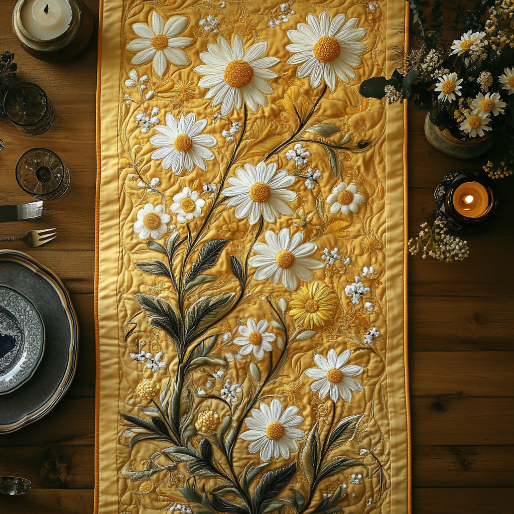 Sunlit Daisies Quilted Table Runner Dining Room Table Decor Ideas Daisy Gifts For Mom