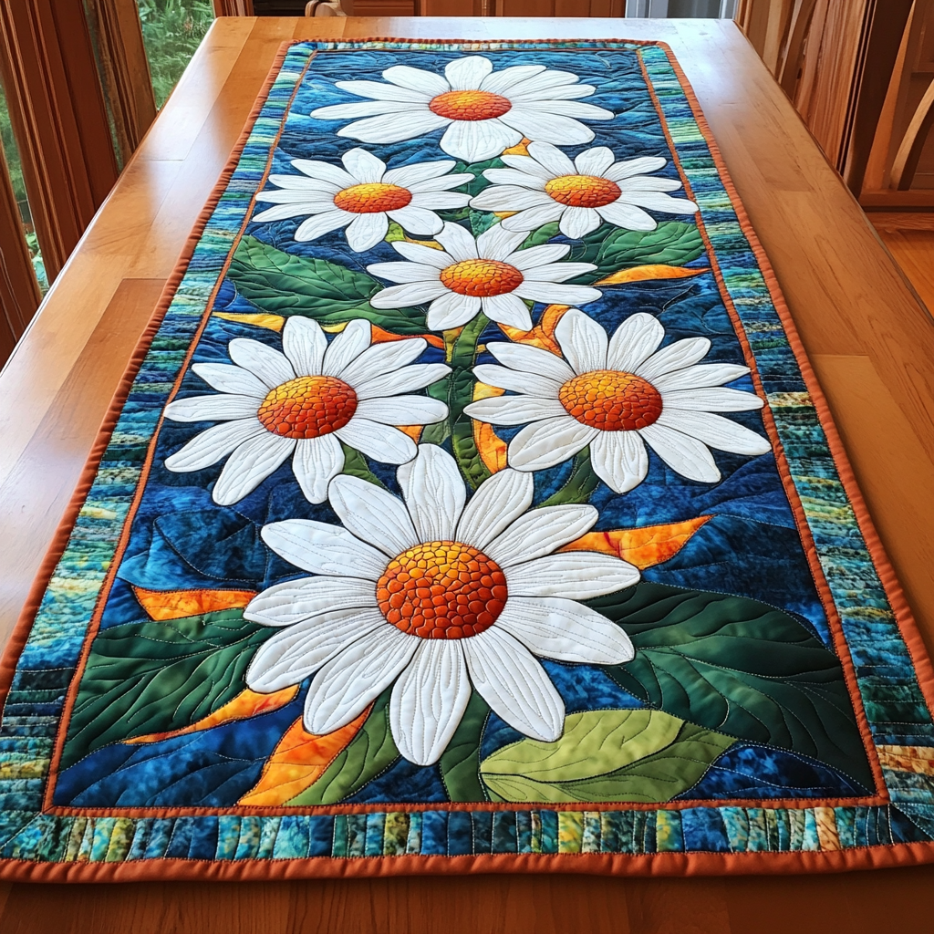 Sunlit Daisy Quilted Table Runner Dining Room Table Decor Ideas Daisy Flower Gifts