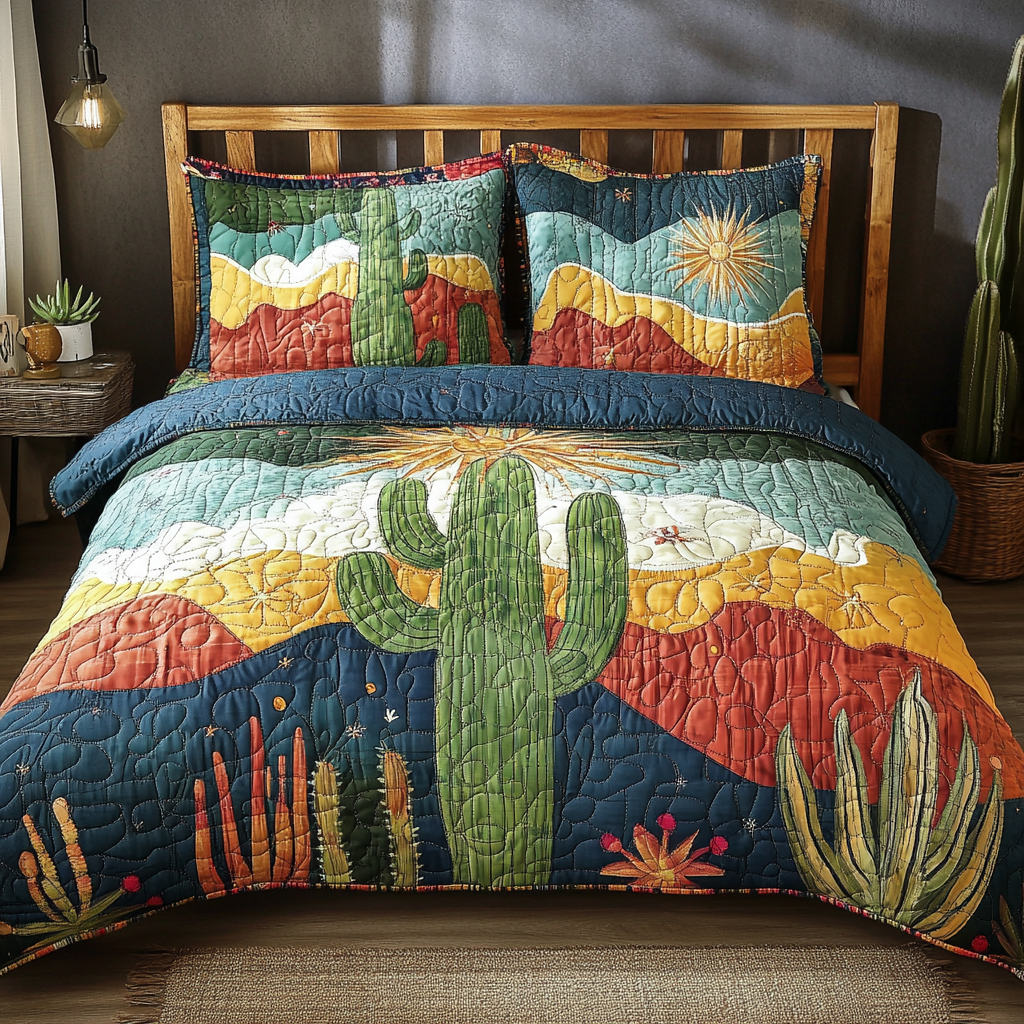 Sunlit Desert Quilted Bedding Set Comfortable Microfiber Bedding Set for Everyday Use