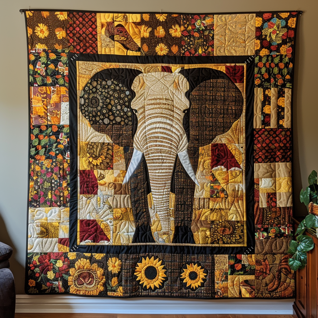 Sunlit Elephant Quilted Blanket Presents For Elephant Lovers