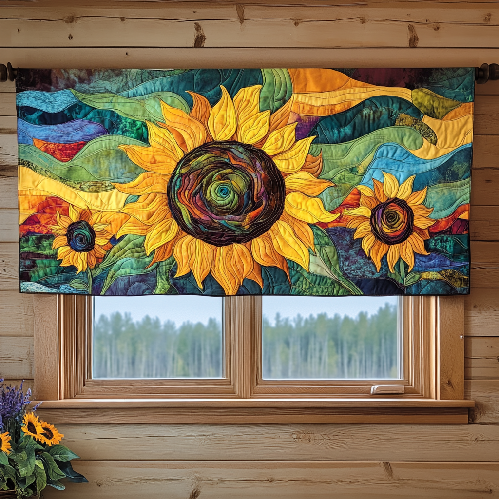 Sunlit Fields Quilted Valance Door Entrance Decor Gifts For Daisy Lovers