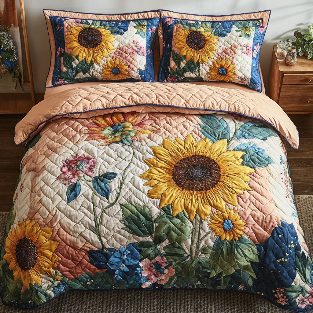 Sunlit Garden Quilted Bedding Set Duvet Covers Unique Gift for Nature Lovers