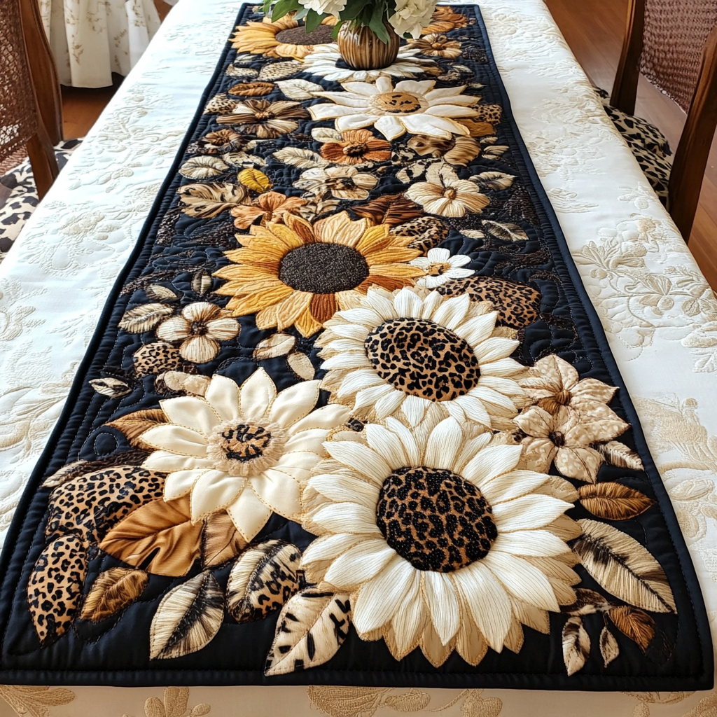 Sunlit Garden Quilted Table Runner Floral Table Topper Dining Table Decor Ideas