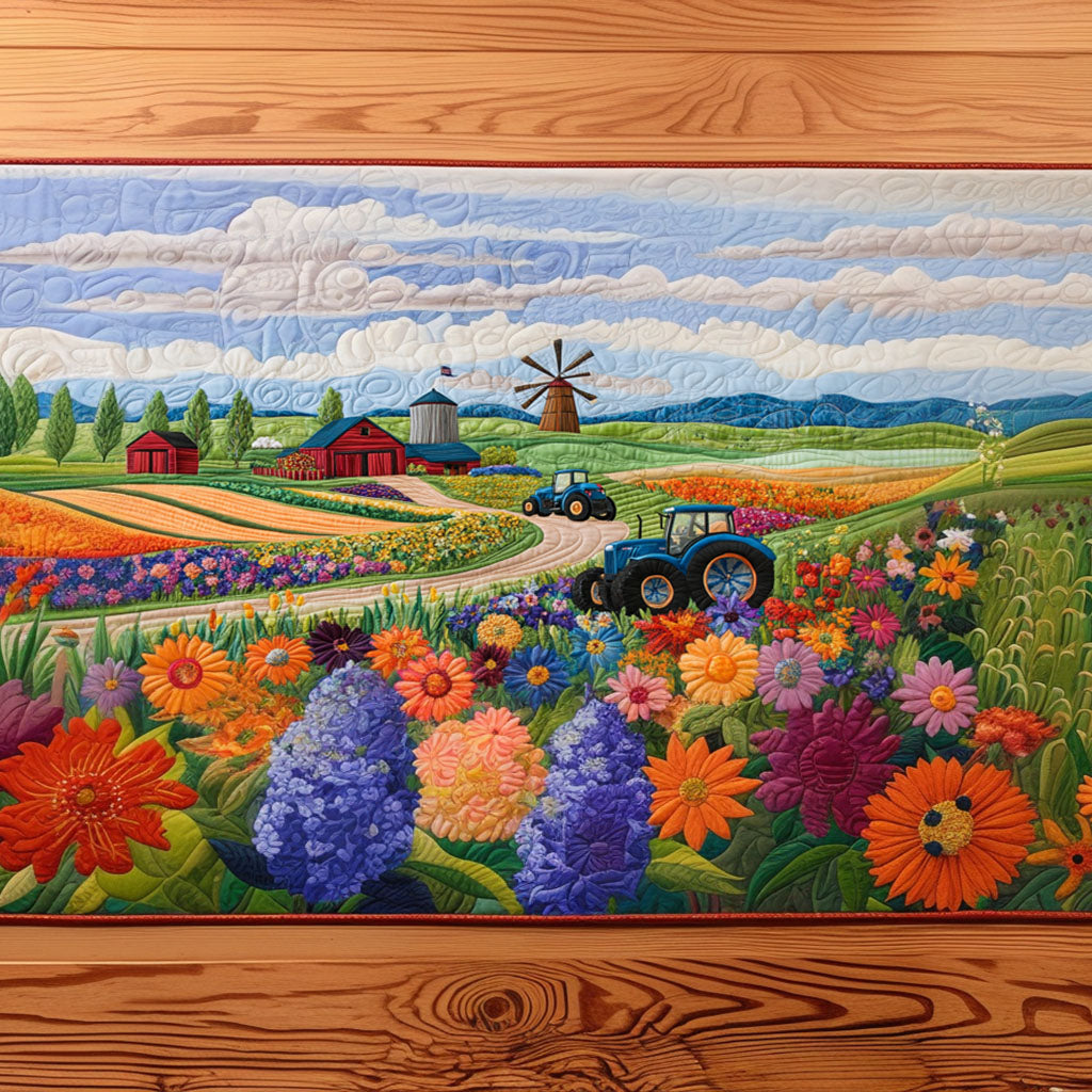 Sunlit Harvest Quilted Table Runner Dining Decor Tractor Related Gifts